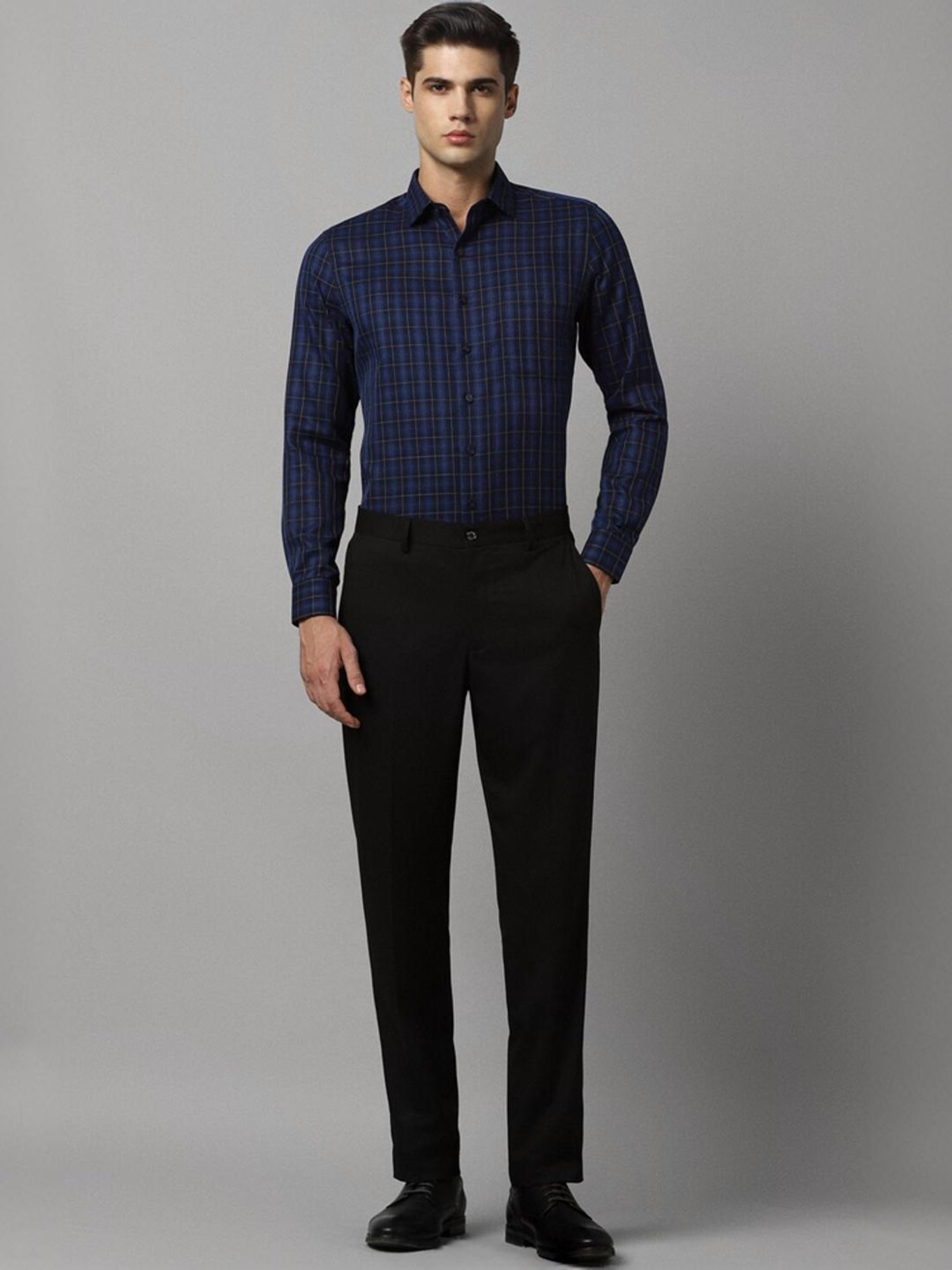Louis Philippe Black Slim Fit Trousers