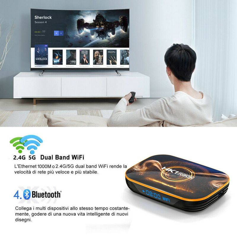 UKCOCO RK3318  Android 10.0 Smart TV Box, 4GB 64GB Media Player 2.4G/5G/WIFI/3D/4K/HD Set-top Box Media Player Black