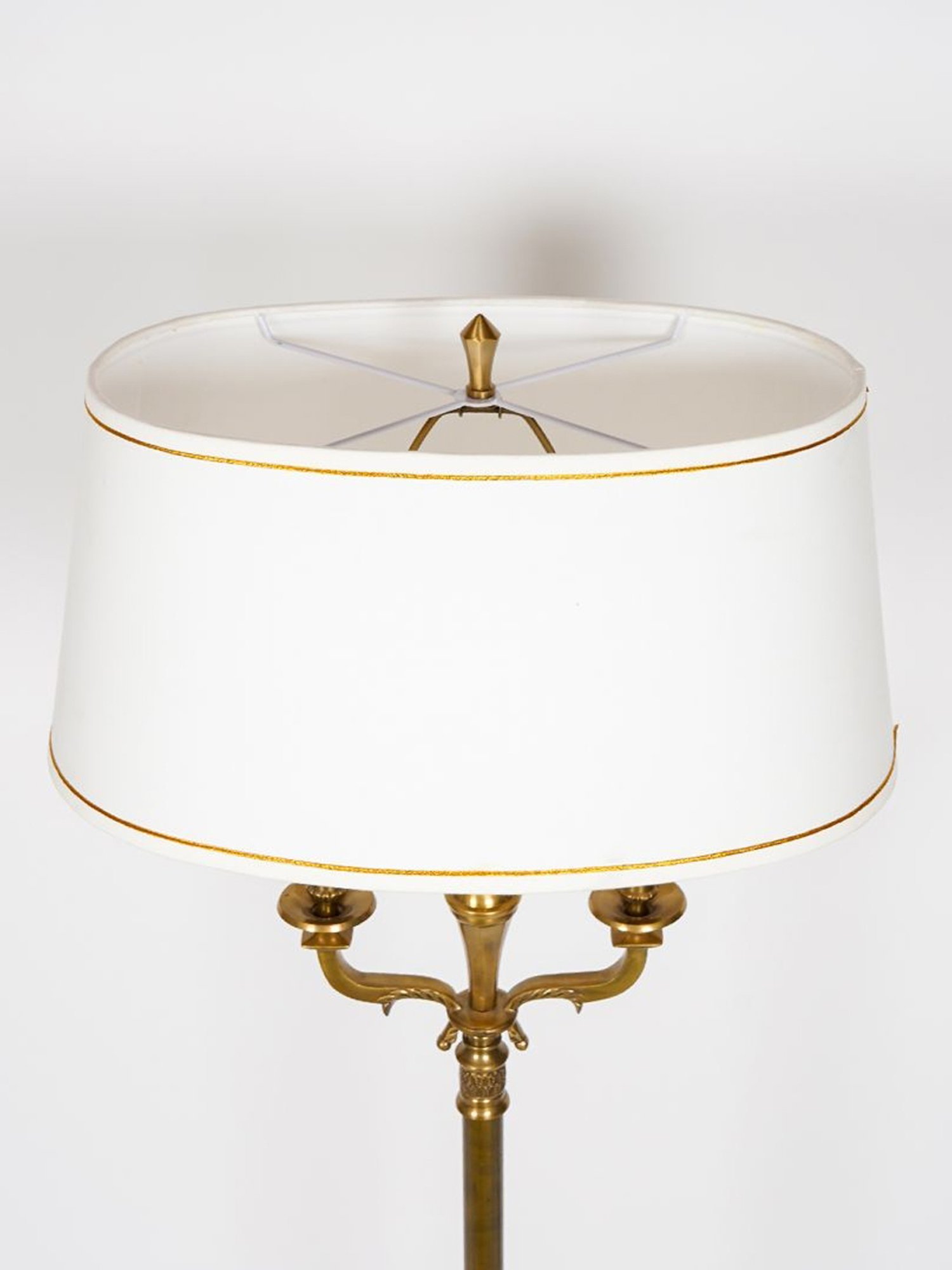 Kapoor Lamp Shades Brass & White Nixon Pure Cotton Shade Floor Lamp