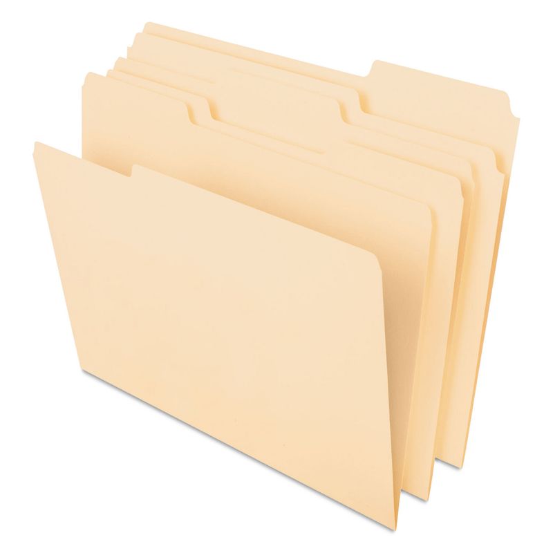 Pendaflex CutLess File Folders 1/3 Cut Top Tab Letter Manila 100/Box 48420