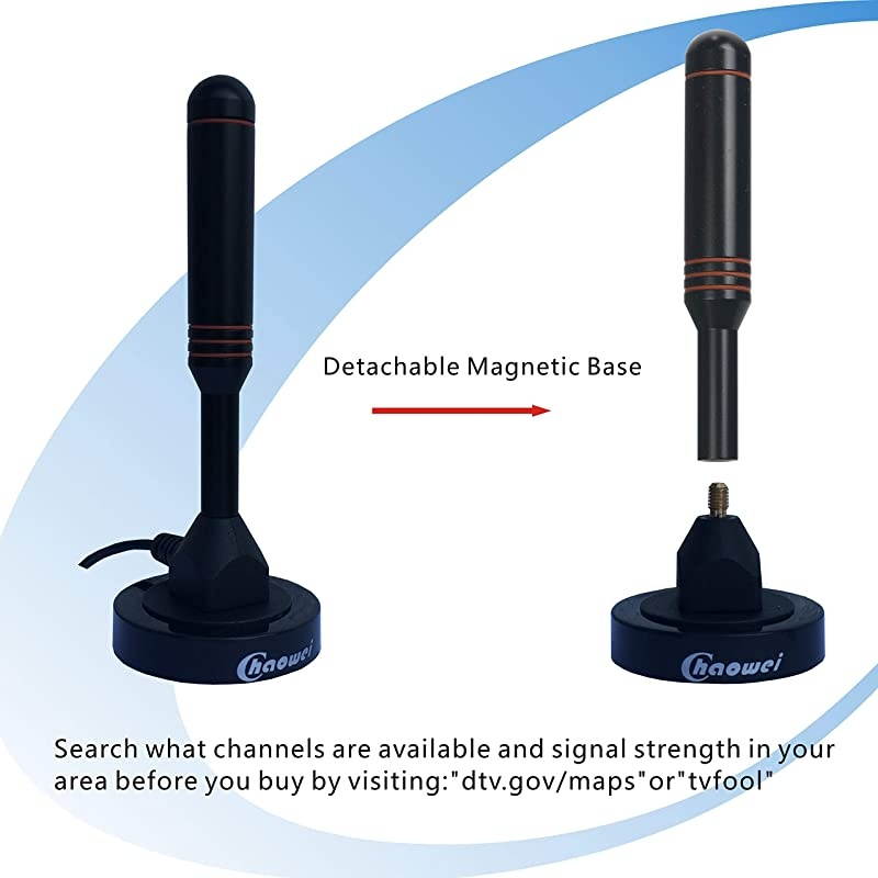 DVB66 Digital TV AntennaPortable Indoor Outdoor TV Antenna with Magnetic Base165ft Long CableOmnidirectional Receiving for 4K 1080P TVATSC Tuner