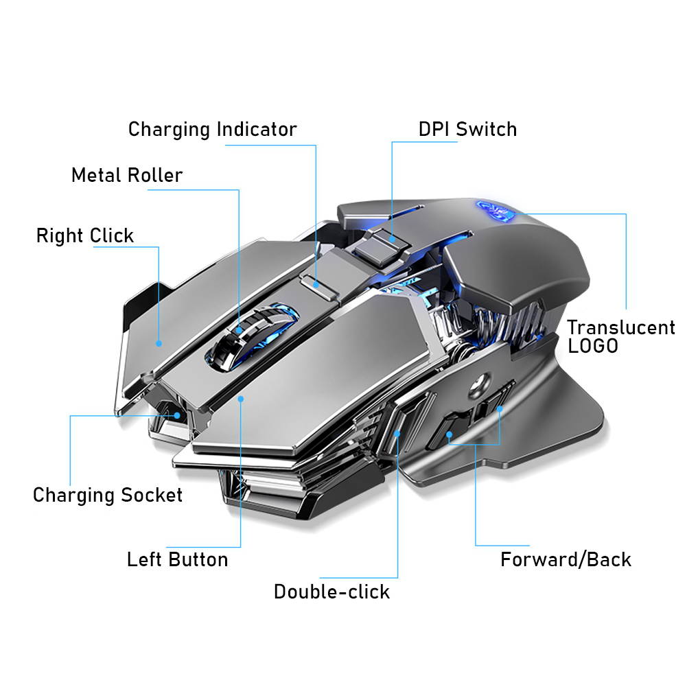 AULA SC300 2.4G Wireless Bluetooth Mouse 1200DPI USB Charging Mice 6 Buttons Ergonomic Optics Suitable for Desktop Laptop, Black