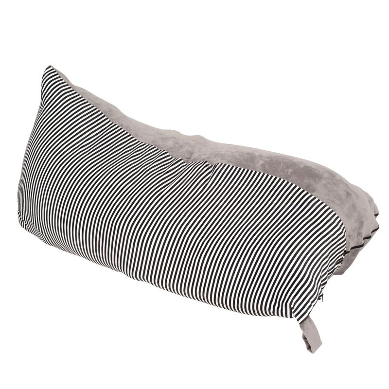 Stuffed Animal Storage Bean Bag Chair Cover - Extra Large Soft Velvet Plush Toy Organizer for Kids, Teens and Adults (No Filler), Grey Stripe