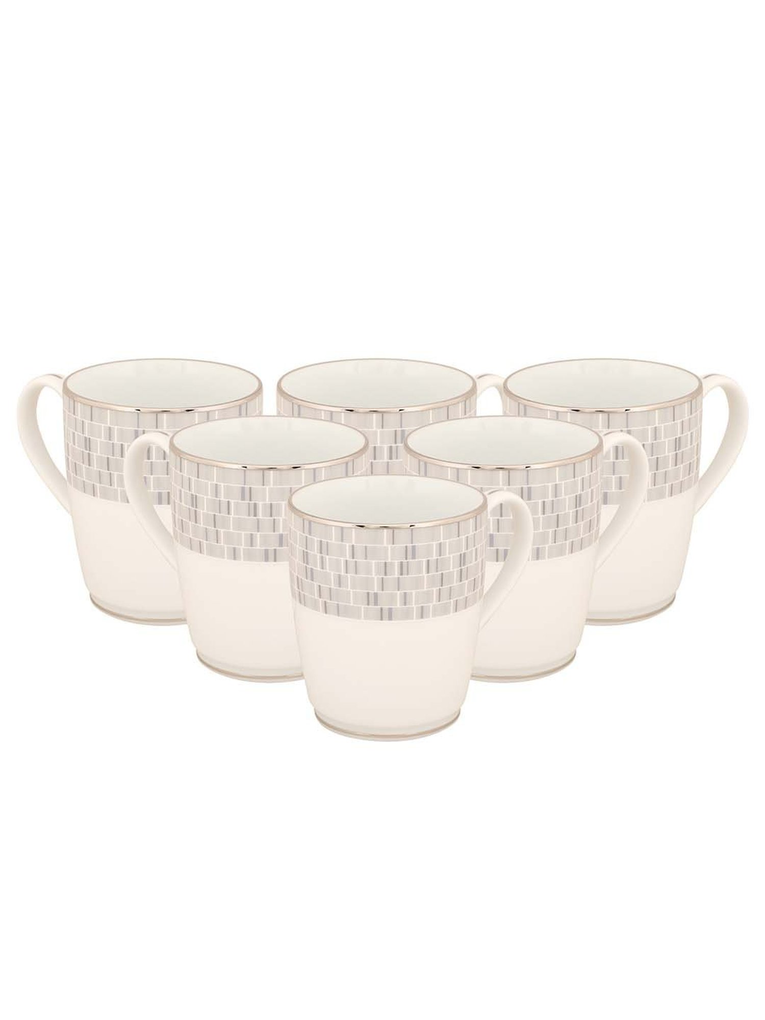 NORITAKE Hearth Off-White & Beige Porcelain Ville De Platine Coffee Mug (0.295 L) - Set of 6