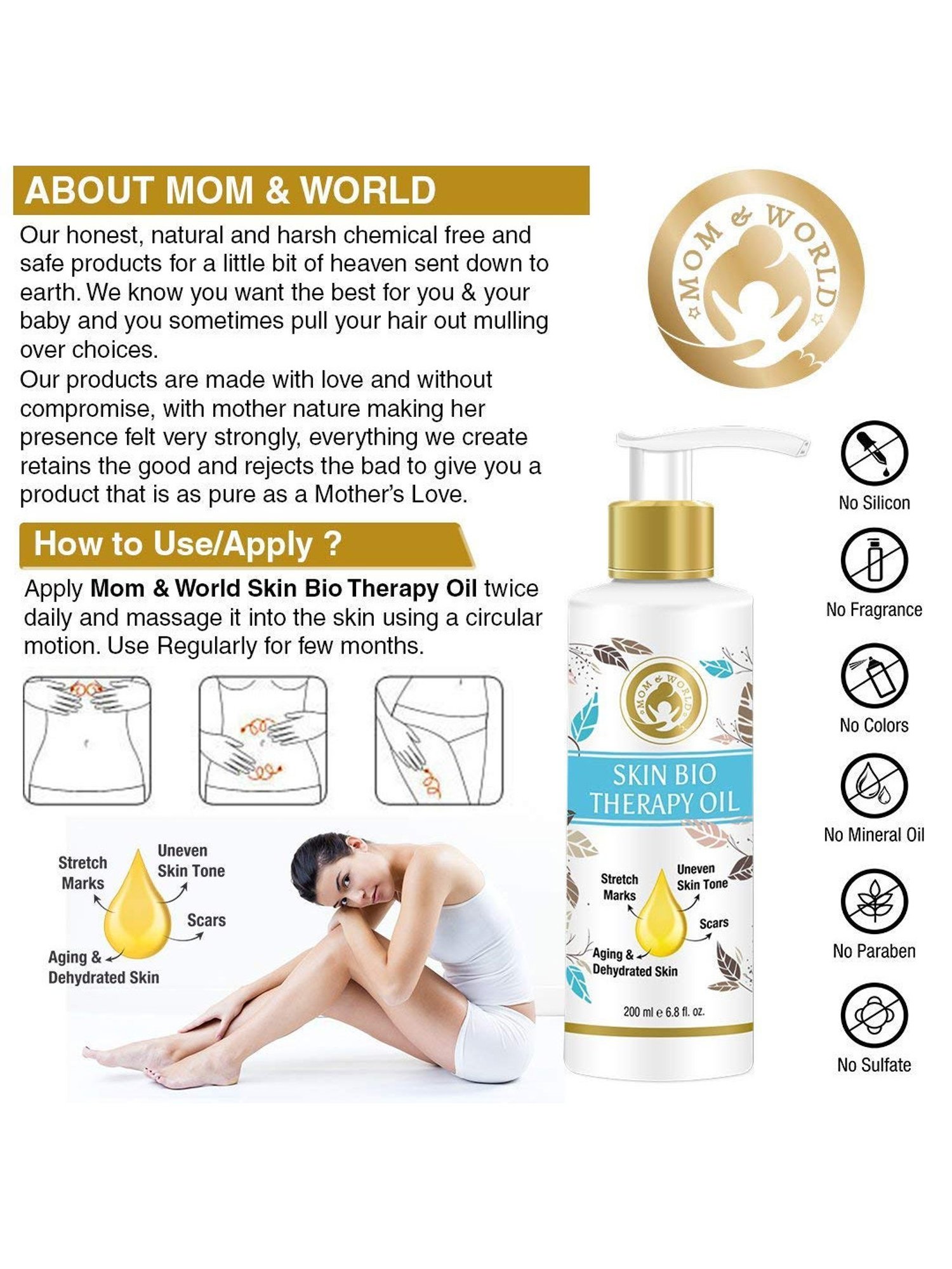 Mom & World Skin Bio Therapy Oil For Stretch Marks - 200 ml