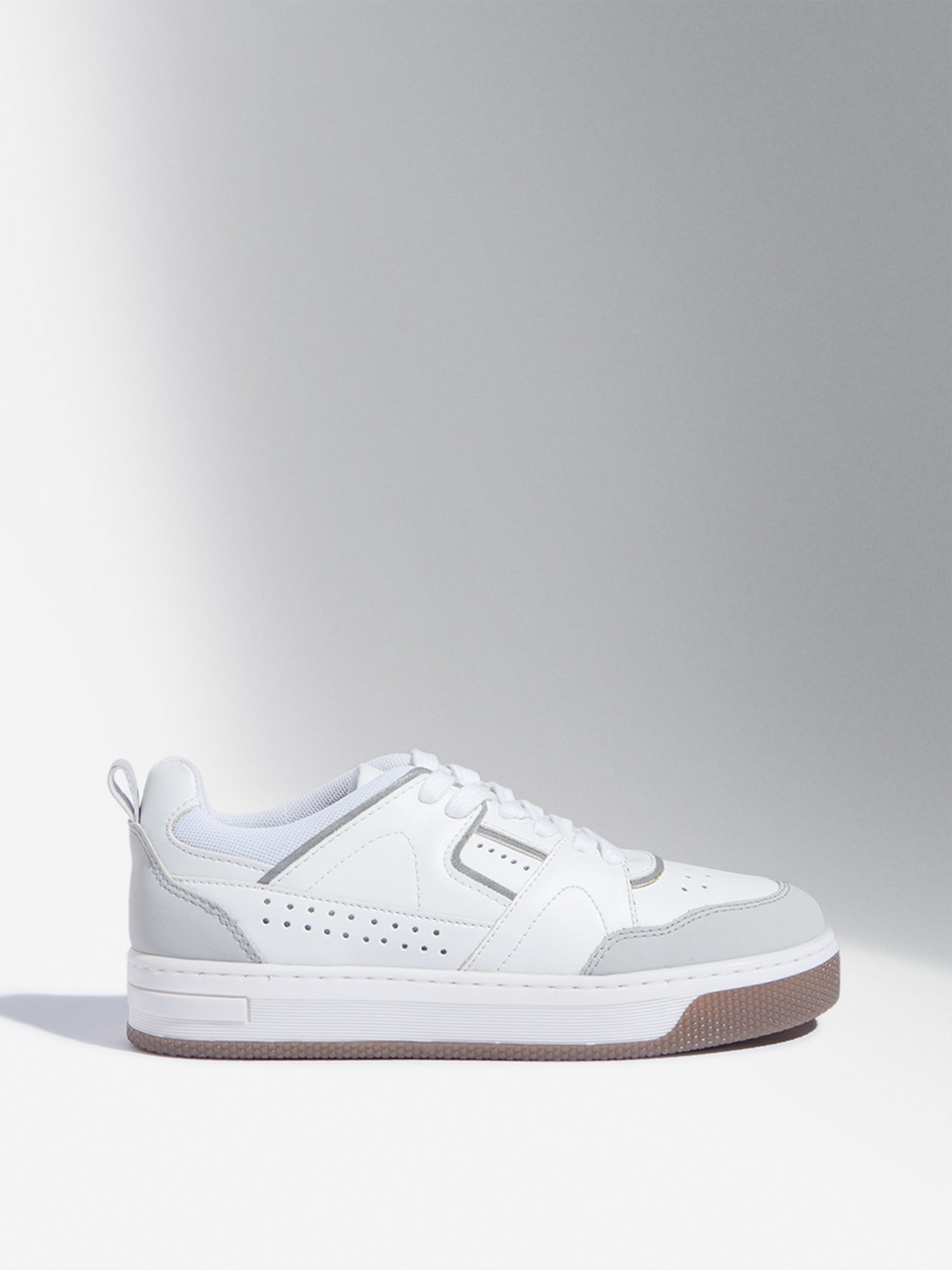 Yellow by Westside White Perforated Lace-Up Sneakers