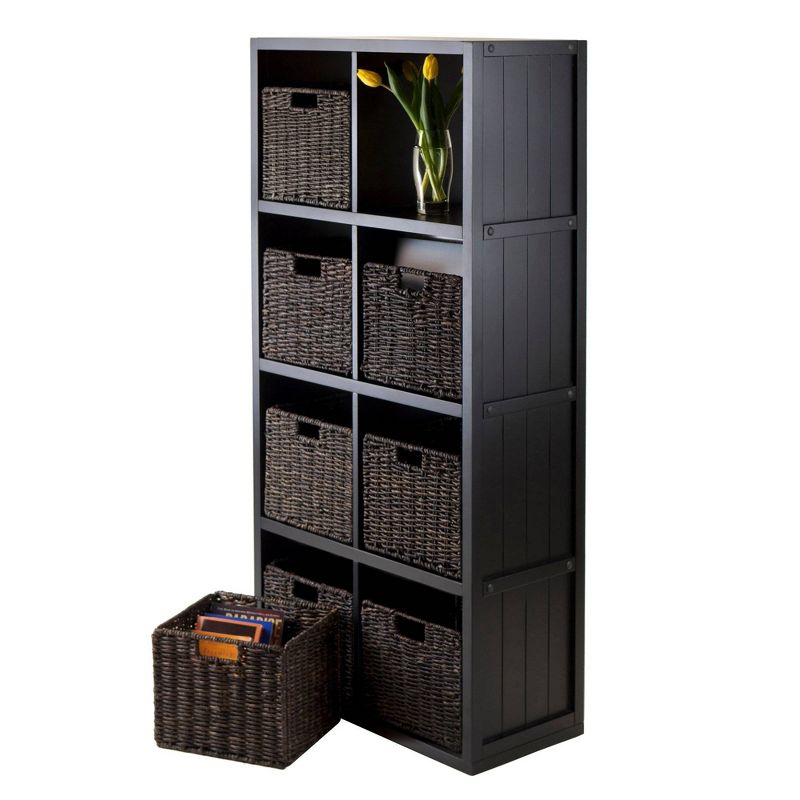 53.11" 9pc Timothy Set Storage Shelf 4X2 with Baskets Black - Winsome