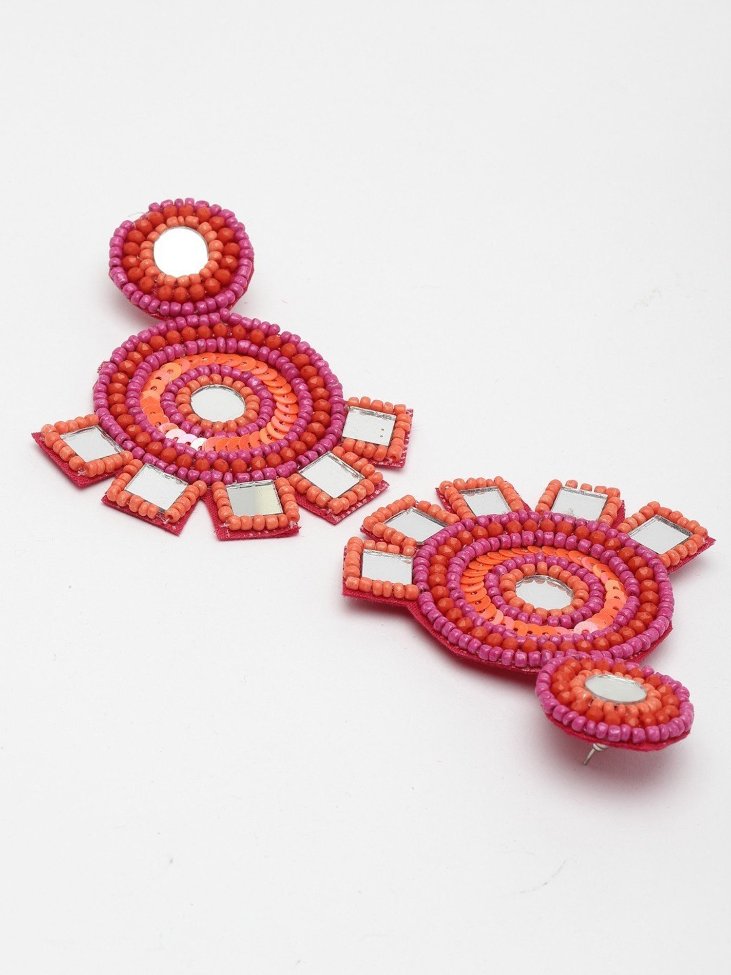 Moedbuille Mirrors Beads and Sequins Contemporary Design Handcrafted Afghan Earrings
