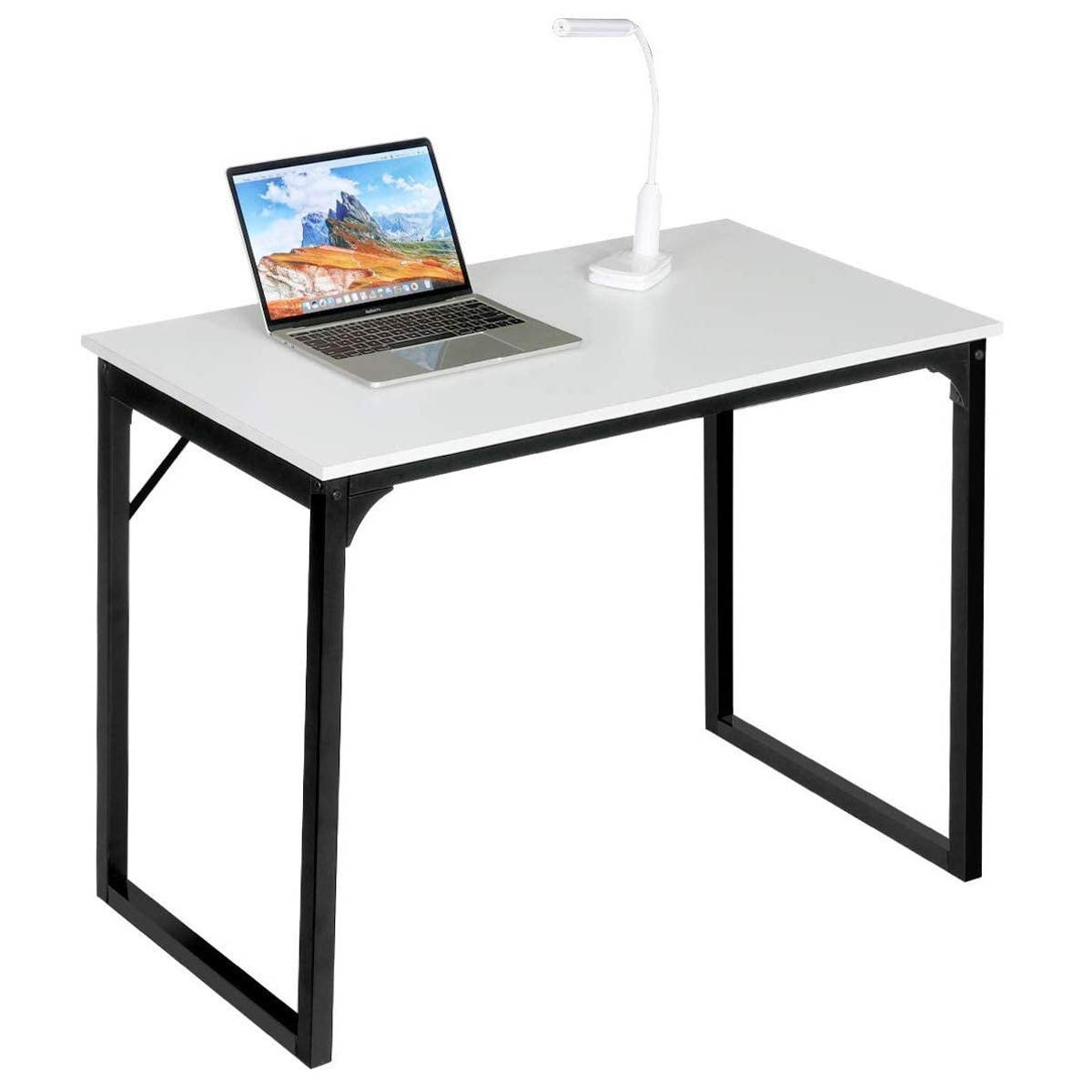 39" Modern Simple Computer Desk Wood Laptop Tables Study Metal Frame Home Office