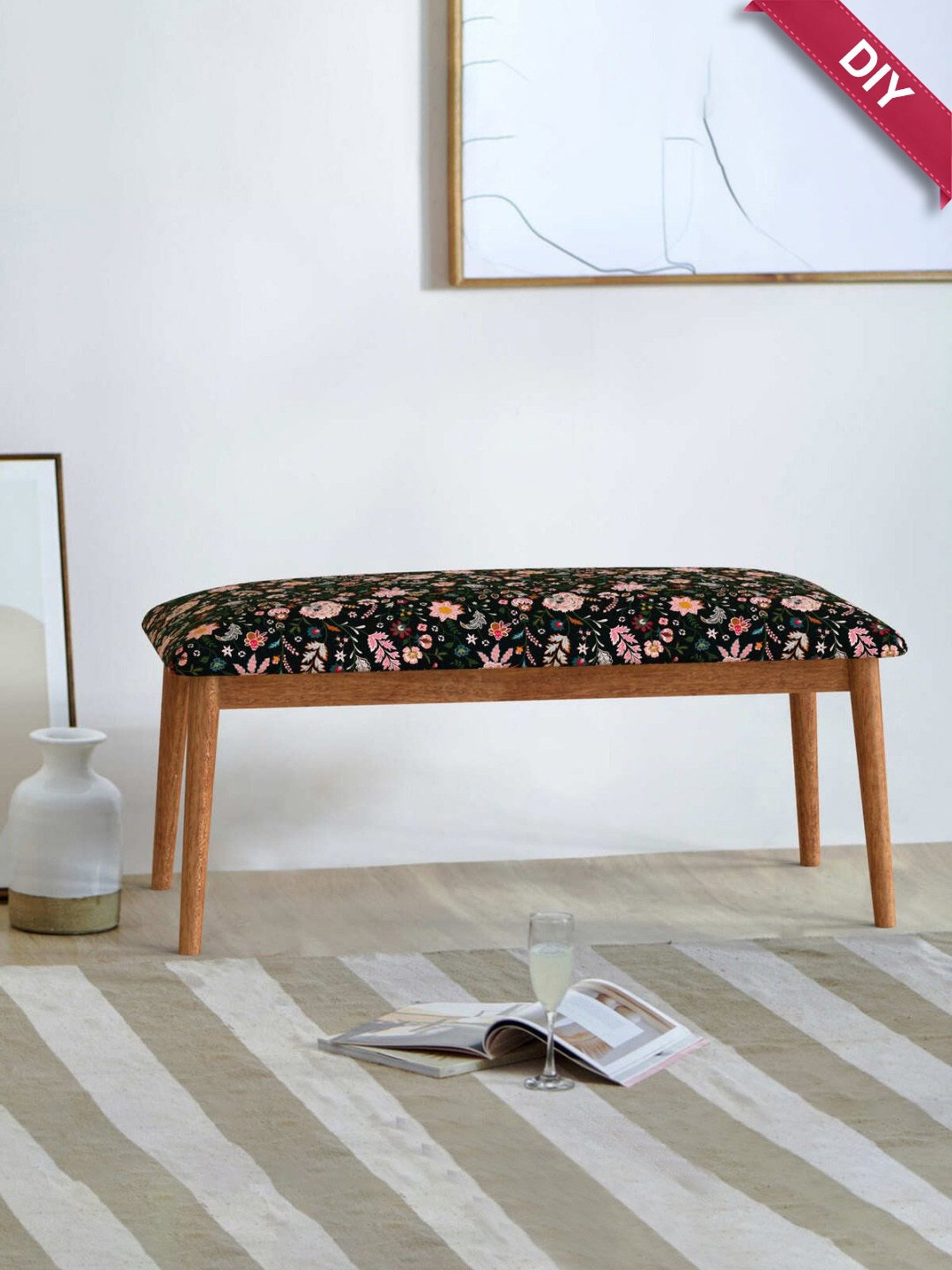 Picardy Vanity Stool Fabric/Antique Pearl - Acme Furniture