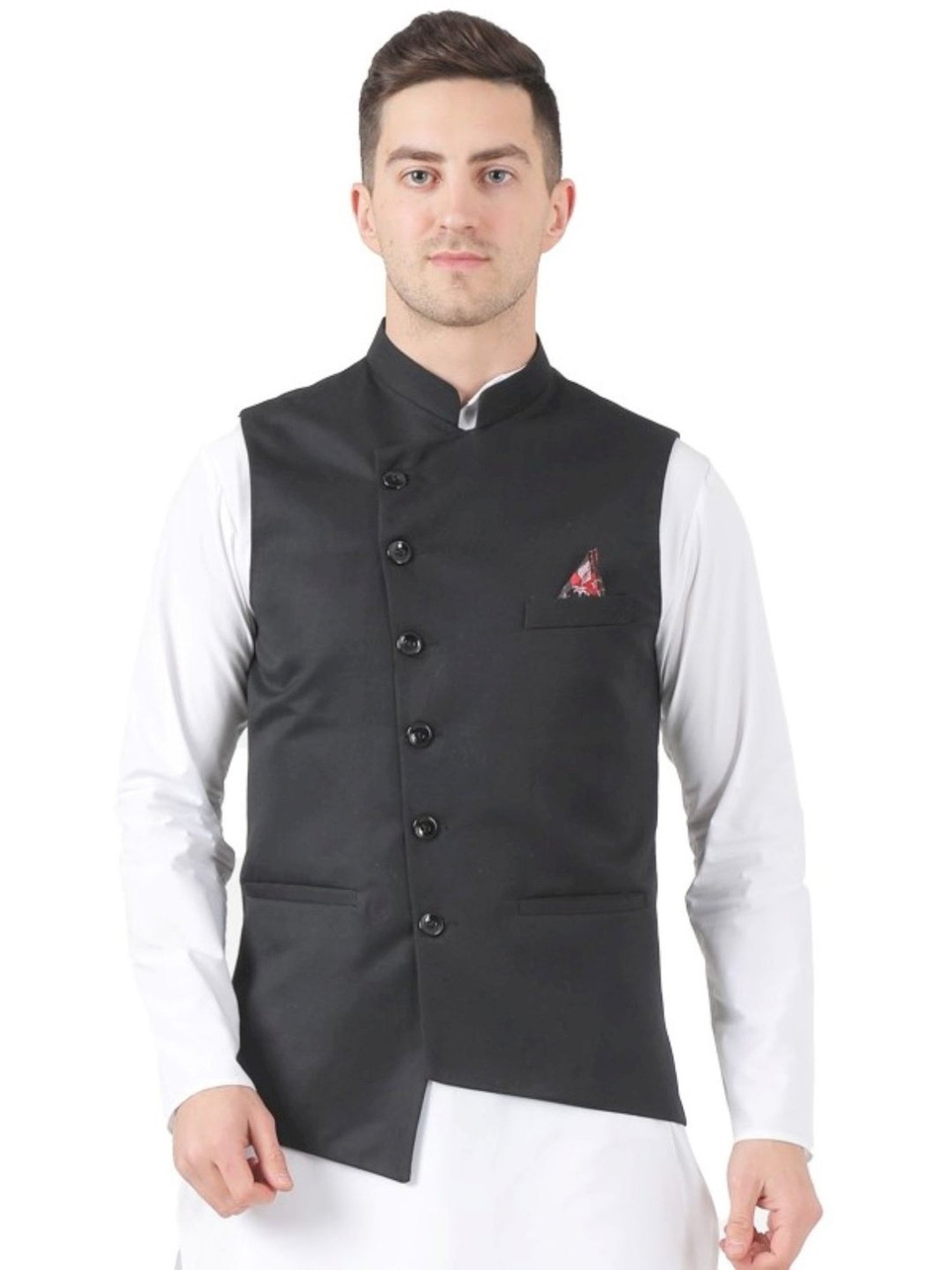 Tahvo Black Slim Fit Nehru Jacket
