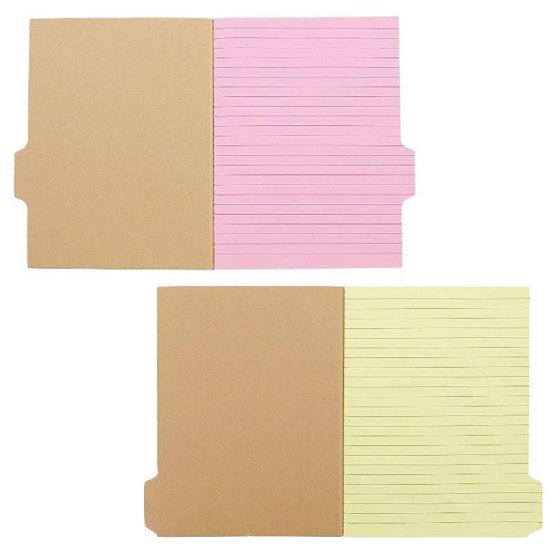 4 Packs Kraft Tabbed Notebooks Notepads Note Book Pad College Ruled School, 8.1 x 6.45 inches