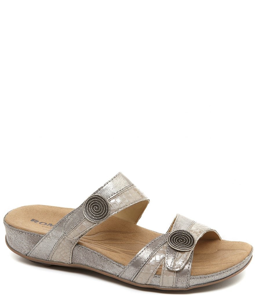 Romika Fidschi 22 Banded Snake Print Leather Slide Sandals