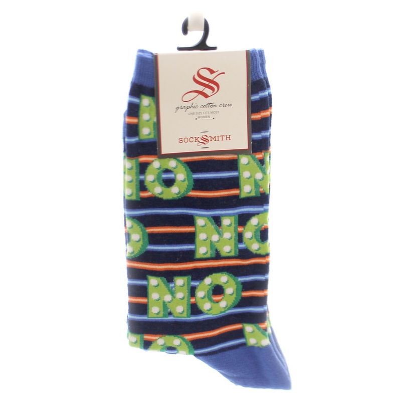 Novelty Socks 9.0" No Blue Graphic Cotton Crew Socksmith  -  Socks