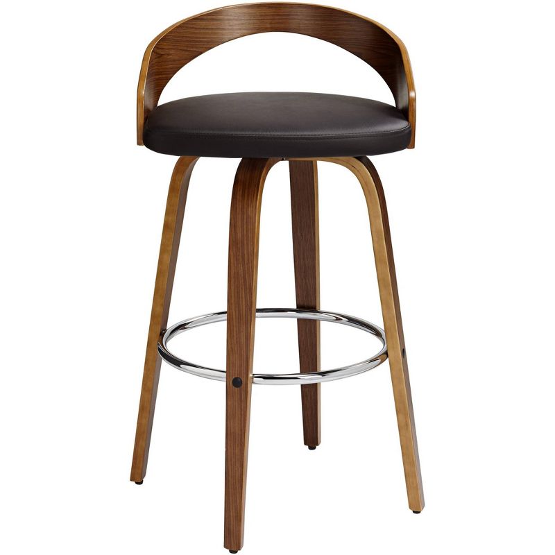 LumiSource Gratto 29 1/4" Chocolate Brown Faux Leather Modern Swivel Bar Stool
