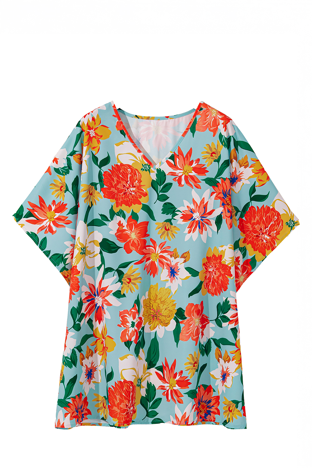 Rose Leopard Print V Neck Plus Size Tee