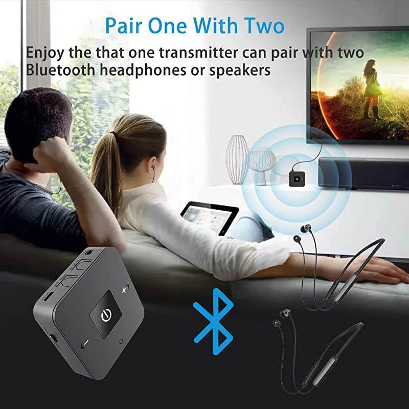 Bluetooth V50 Transmitter Receiver Wireless AptX Low Latency Audio Adapter for TV Home Theatre PC Laptop Support Volume Control Optical TOSLINK 35mm AUX RCA Jack 25 Hours Playtime