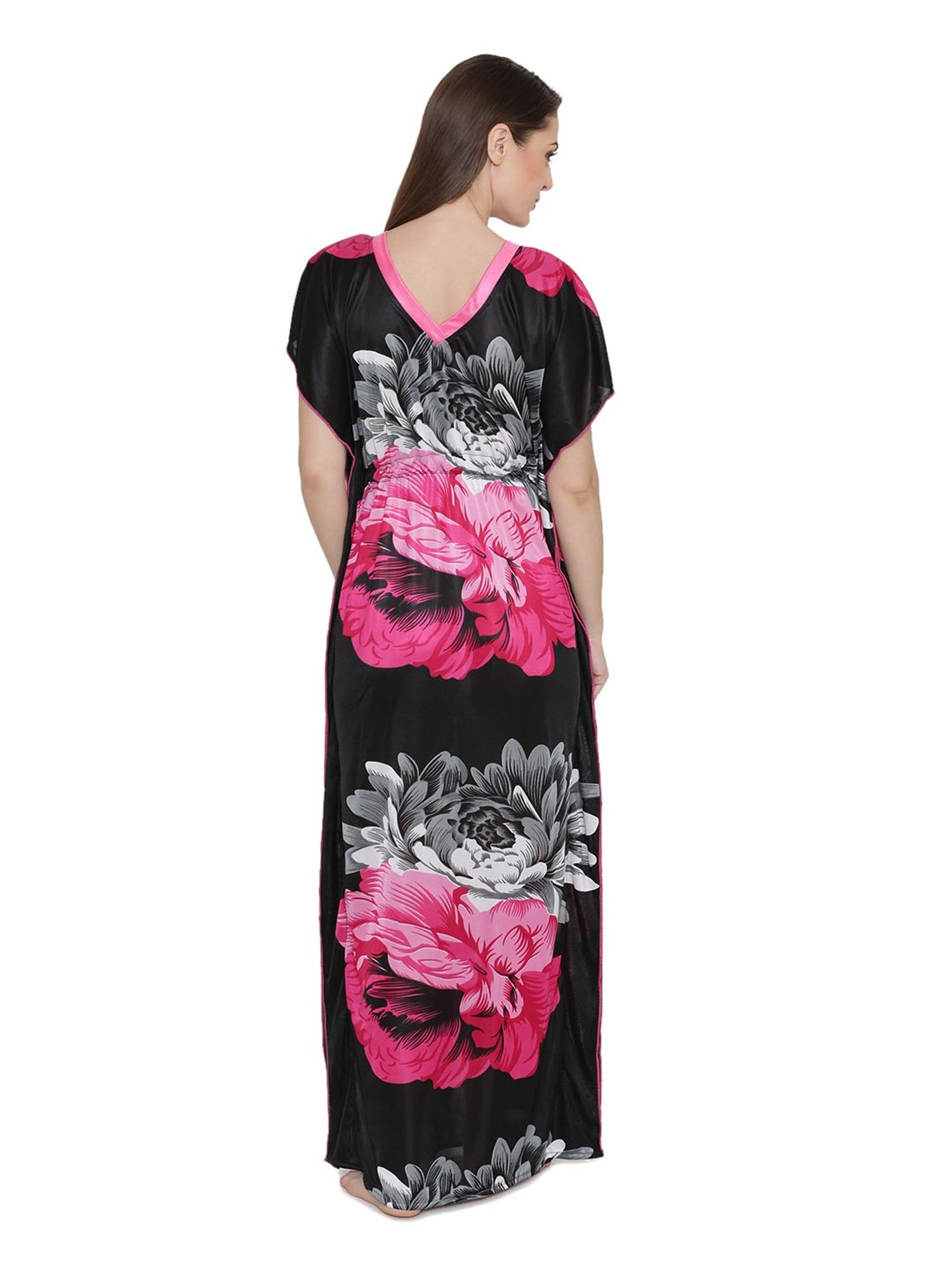 N-Gal Black & Pink Floral Print Nighty