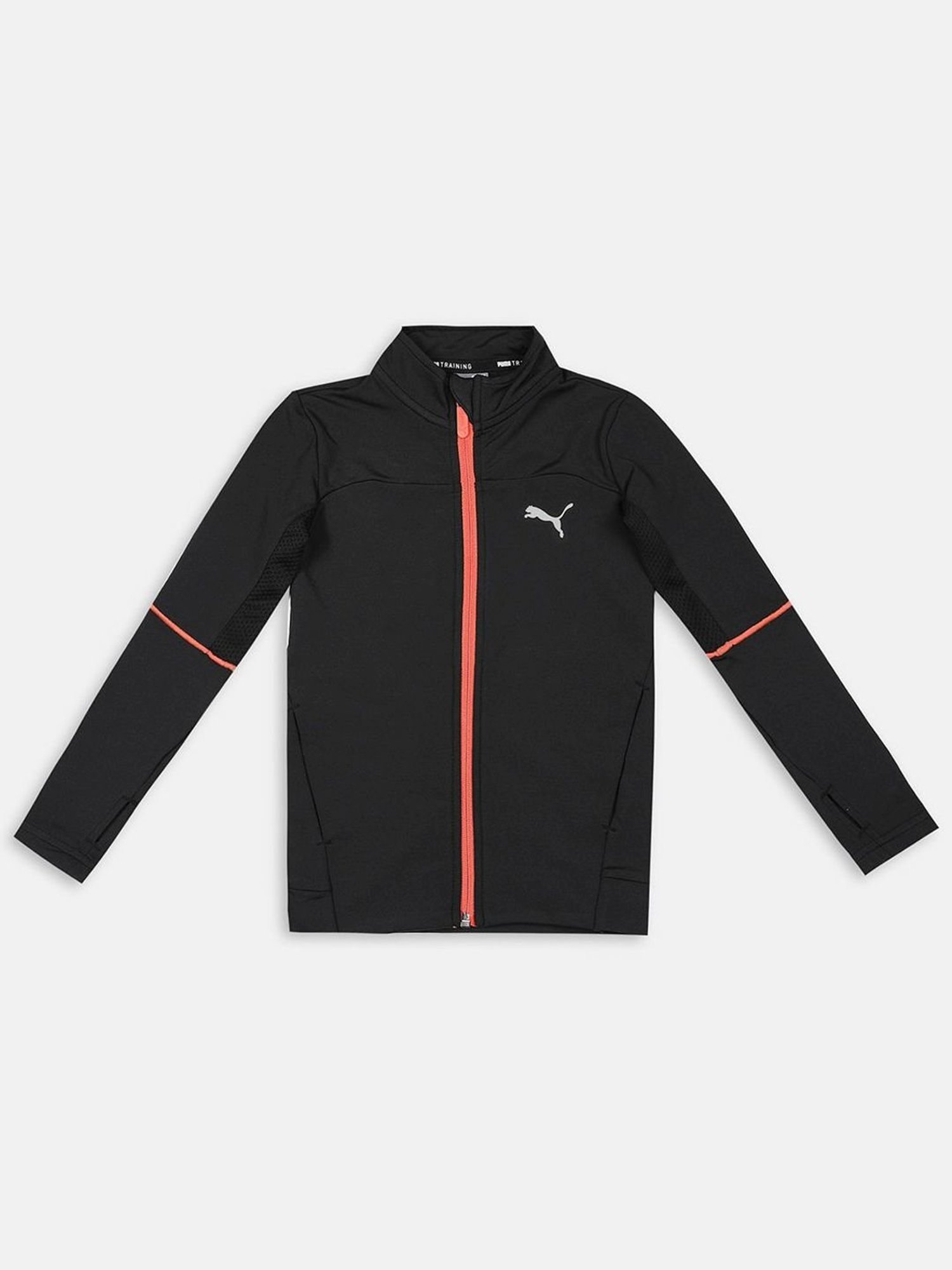 Puma Kids Black Regular Fit Full Sleeves Jacket