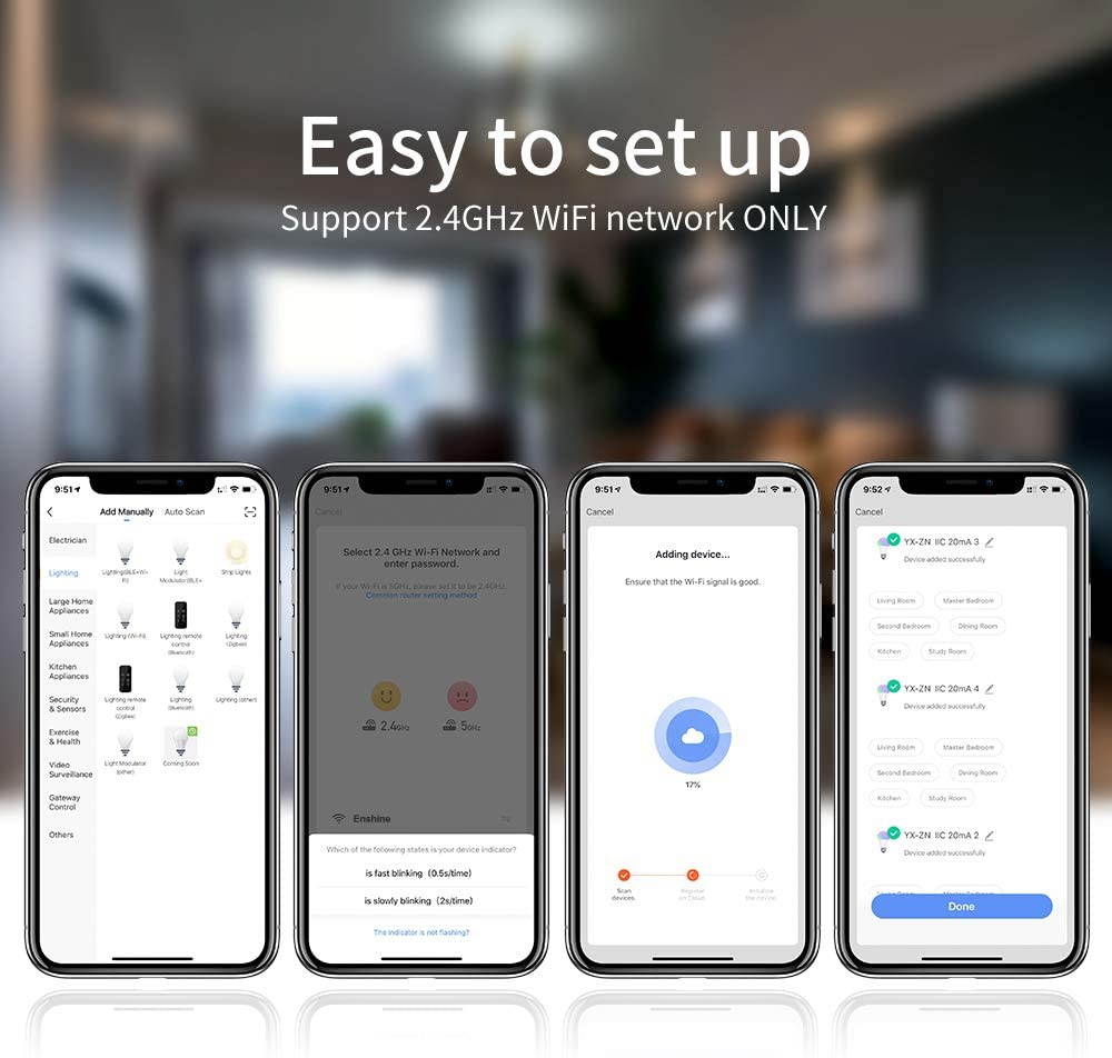 A15 LED Smart Bulb, Compatible with Alexa, Google Home, E26, 5W=40W, Color Changing, Dimmable WiFi Light Bulbs, No Hub Required, 3Pack