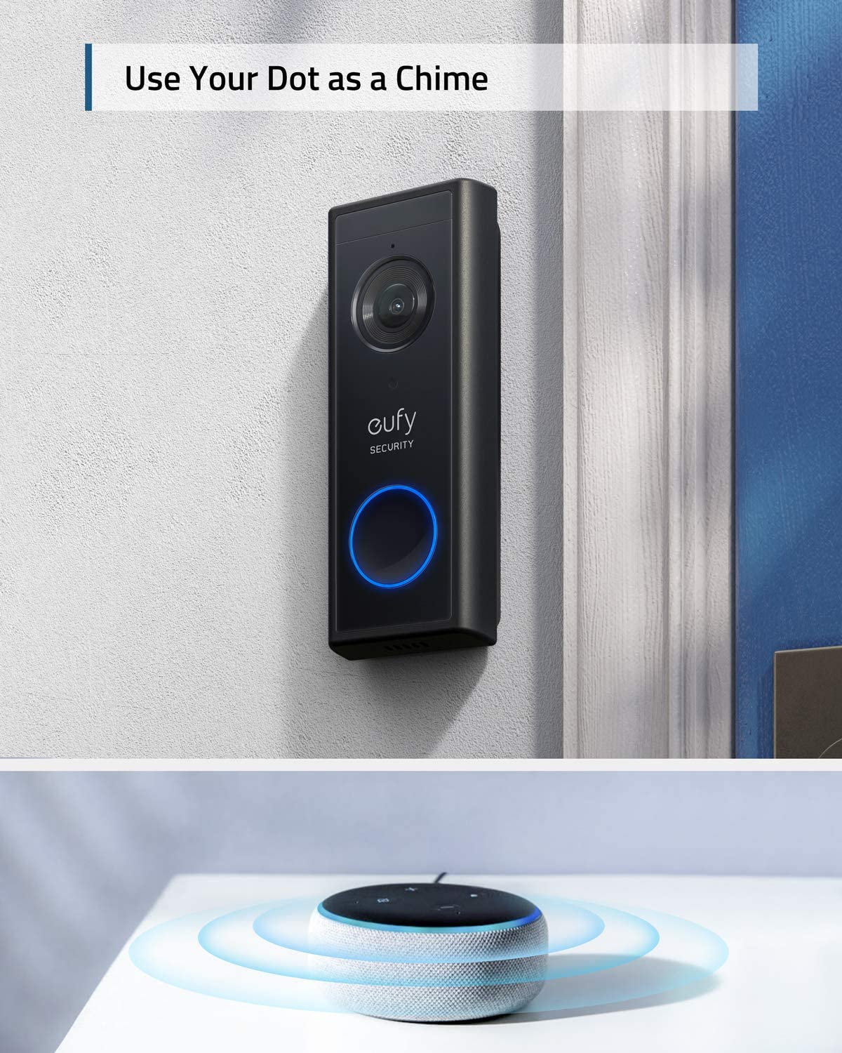 eufy Security, Wi-Fi Video Doorbell Kit, 1080p-Grade Resolution, 120-day Battery, No Monthly Fees, Human Detection, 2-Way Audio, Free Wireless Chime