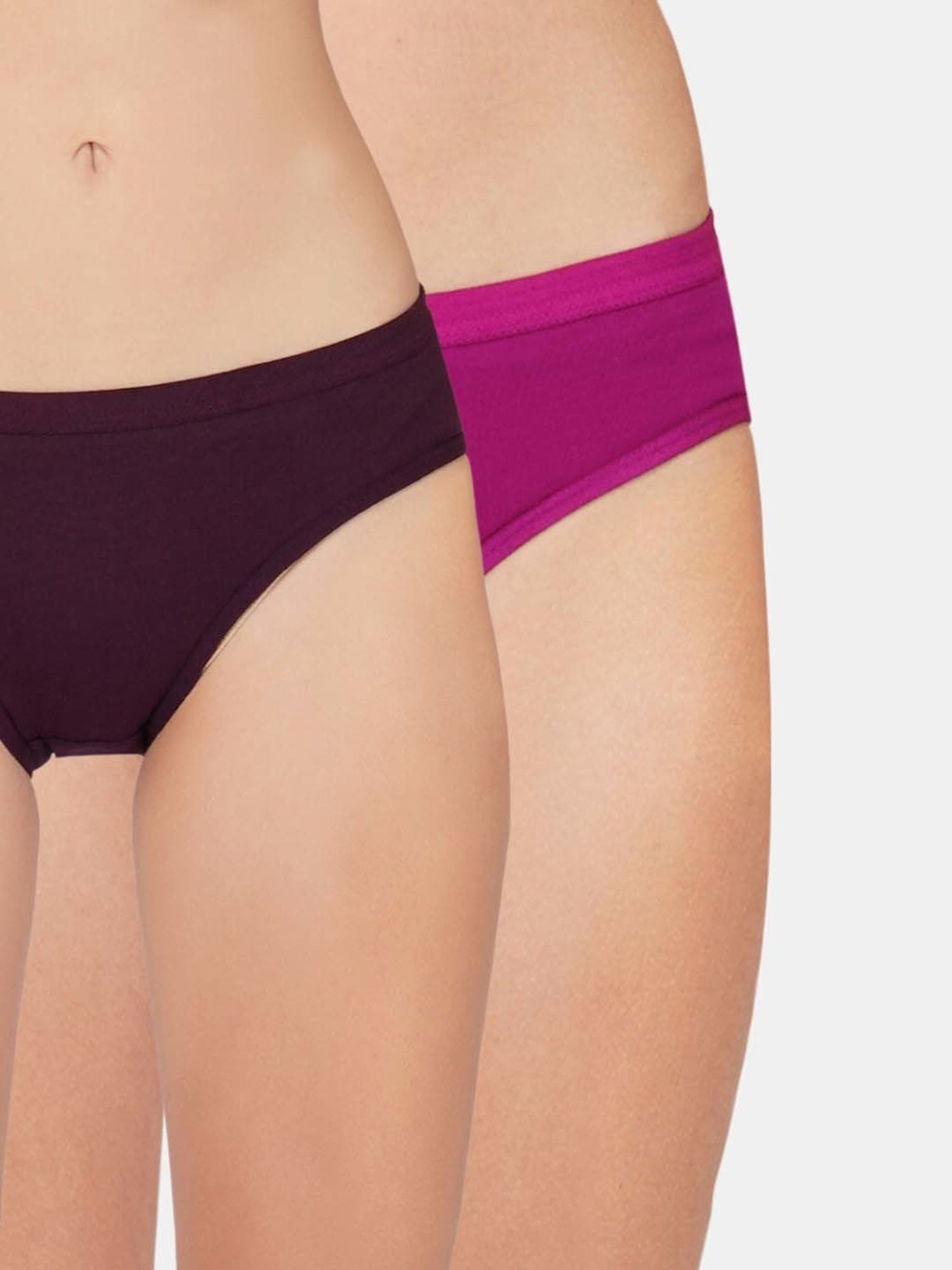Bleeding Heart Purple & Wine Plain Panties - Pack Of 2