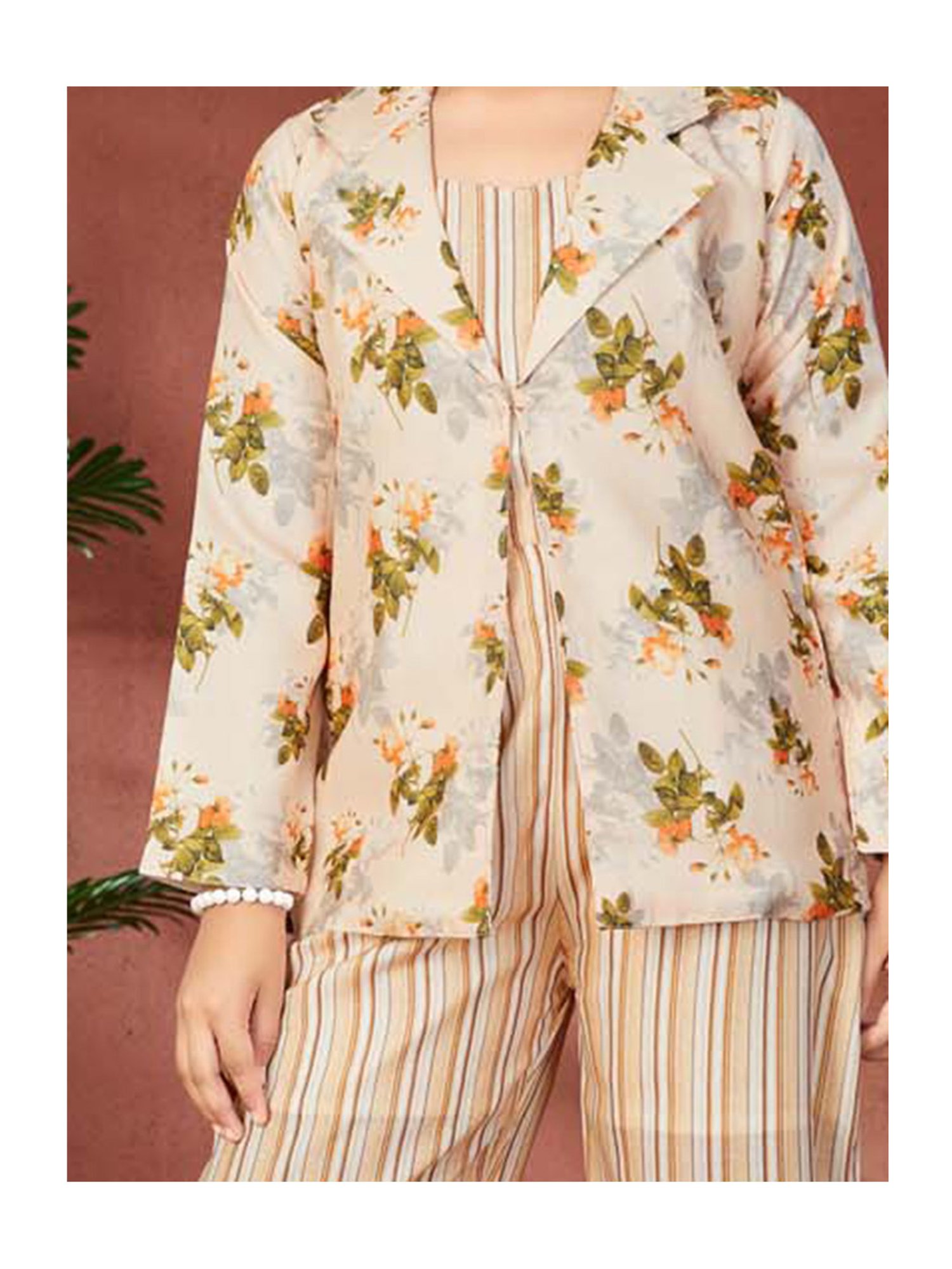 Peppermint Kids Purple & White Floral Print Top with Culottes