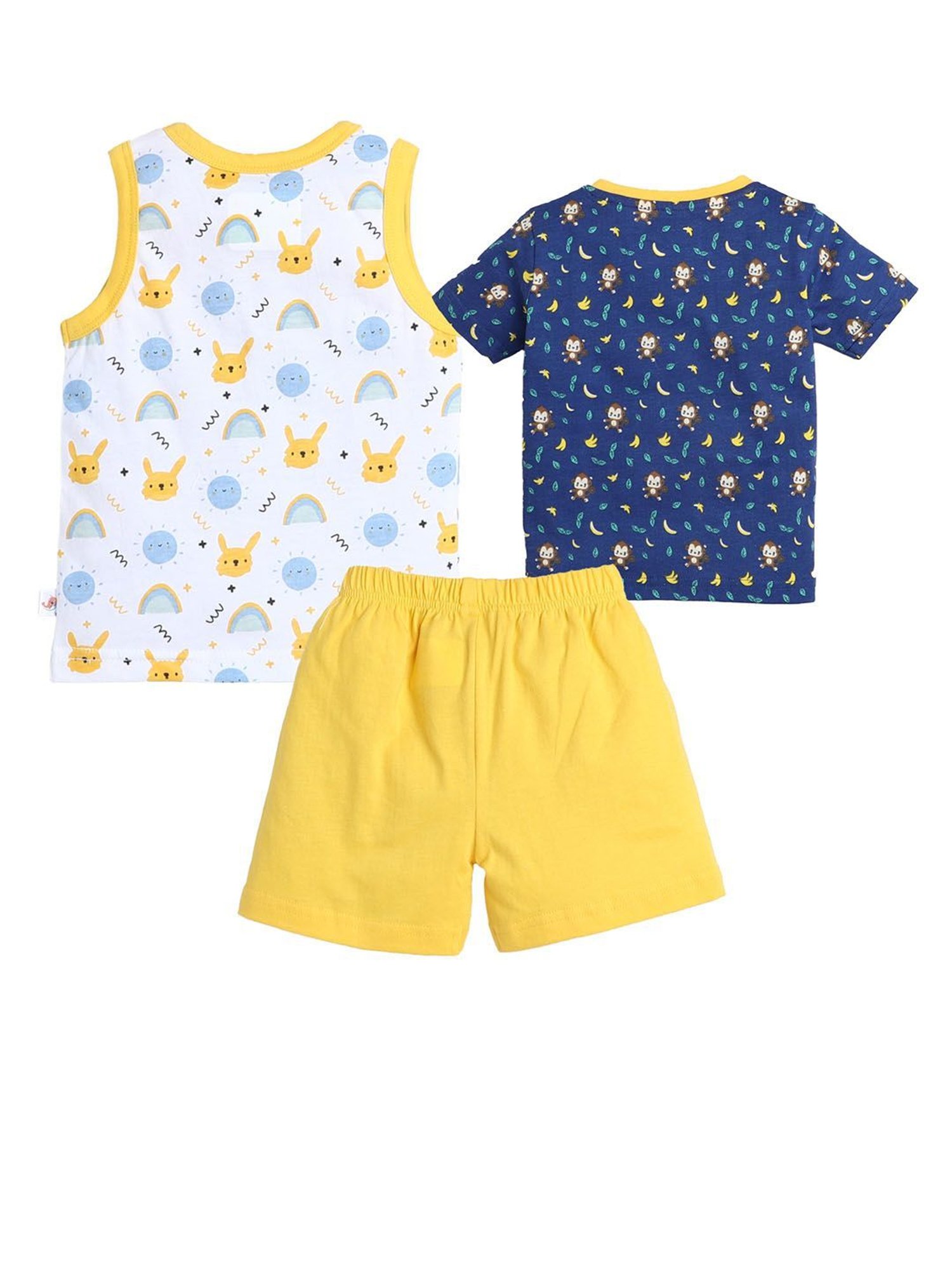 Bumzee Kids Multicolor Printed T-Shirts (Pack Of 2) with Shorts