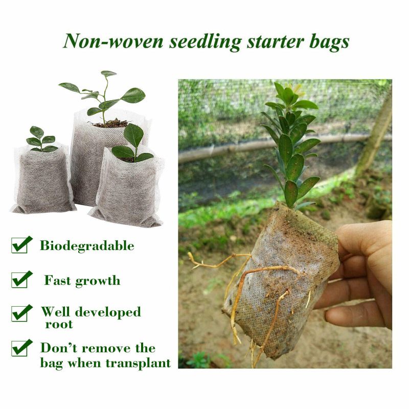 100PCS Biodegradable Non-woven Nursery Bags Plant Grow Planting Seedling Pot US