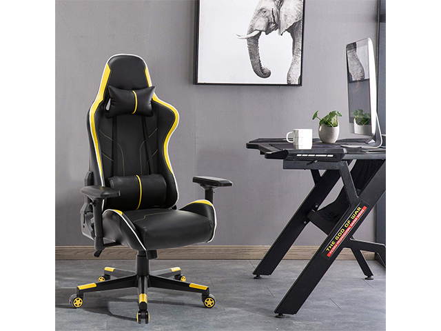 Massage Racing Chair Gaming Chair - Computer Office Adjustable Lumbar Cushion Headrest Swivel Rocking Function Desk Chair 5 Colors,Purple,GC34