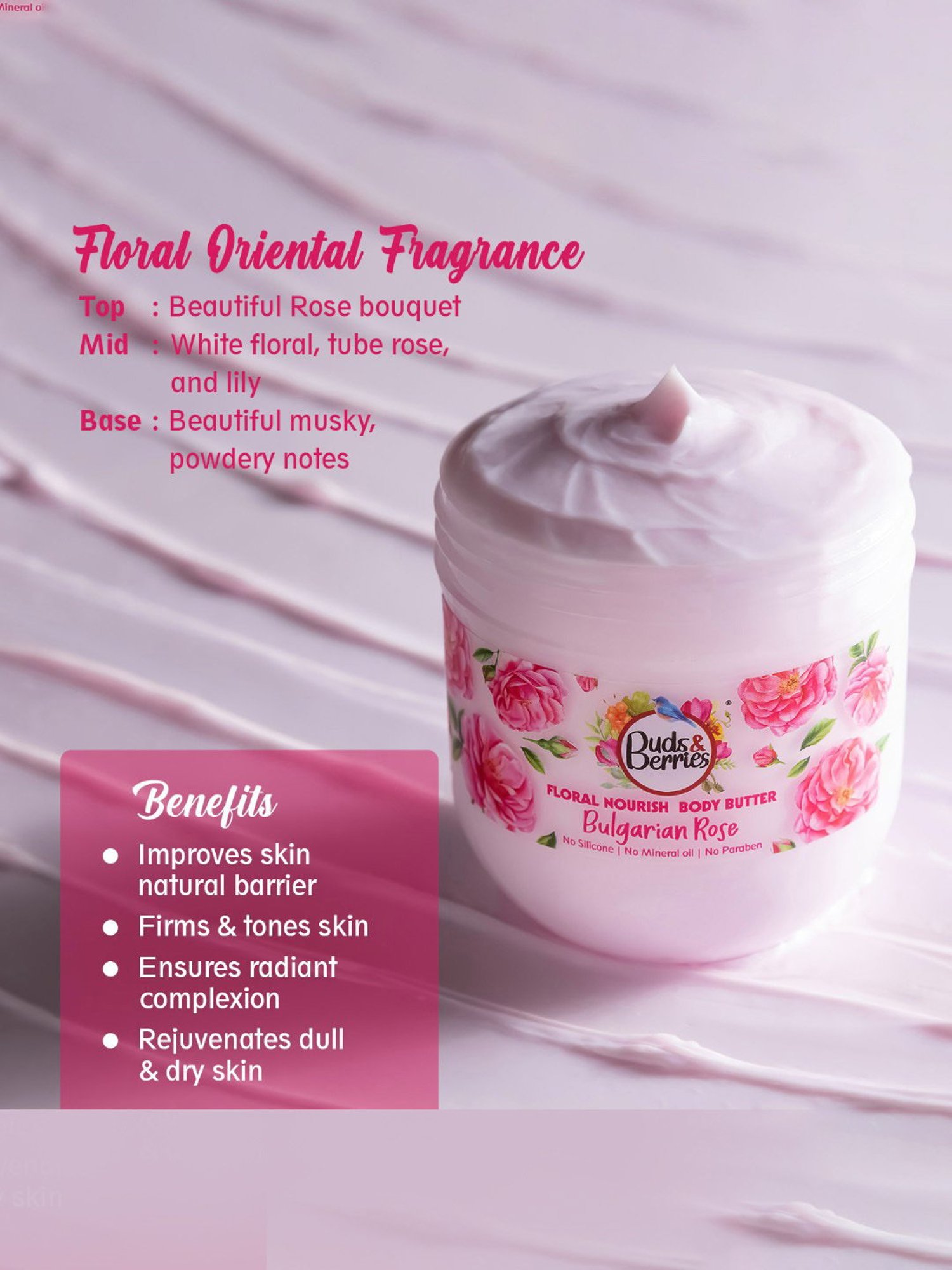 Buds & Berries Bulgarian Rose Floral Nourish Body Butter - 200 ml