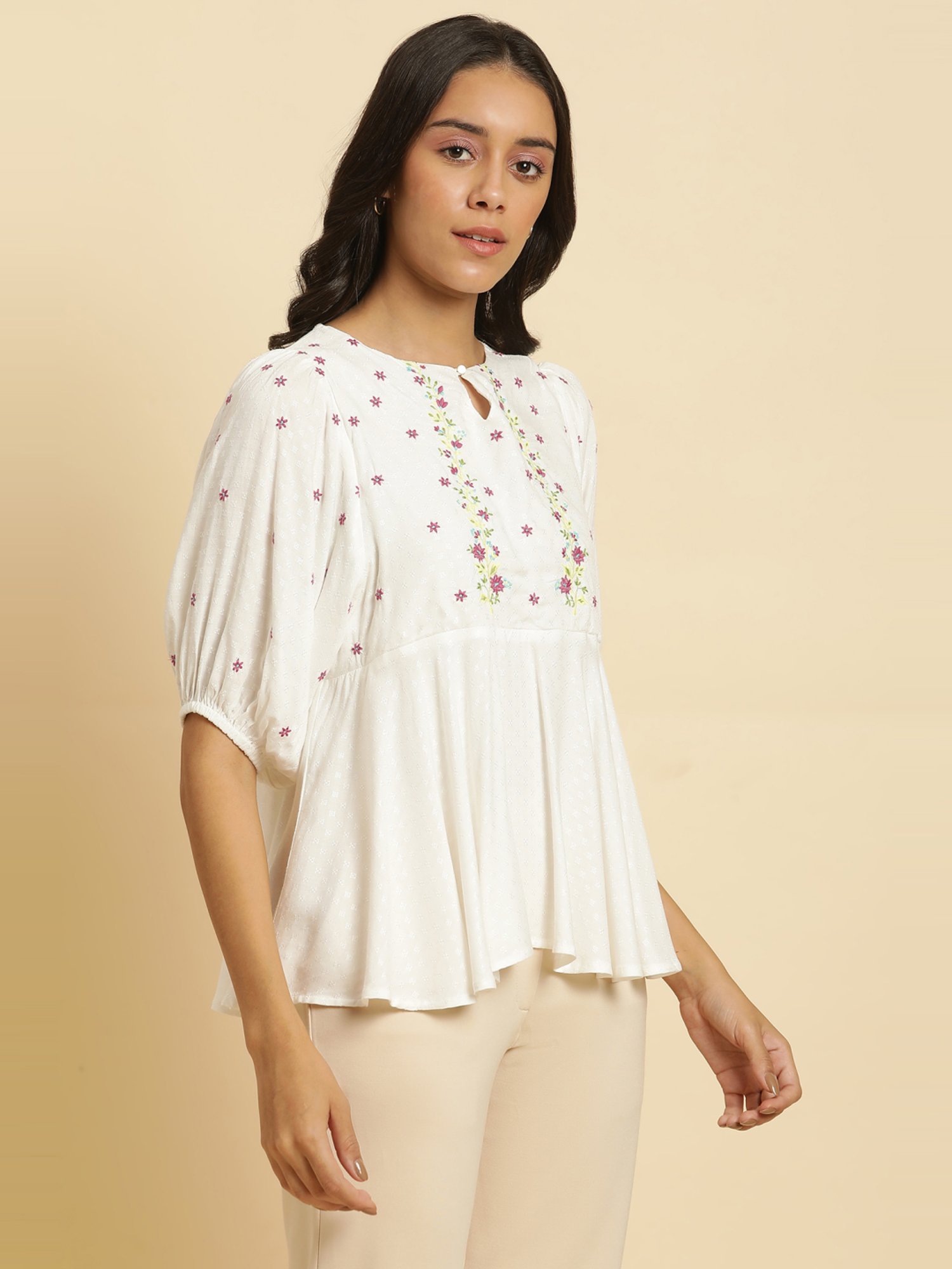 W White Embroidered Top