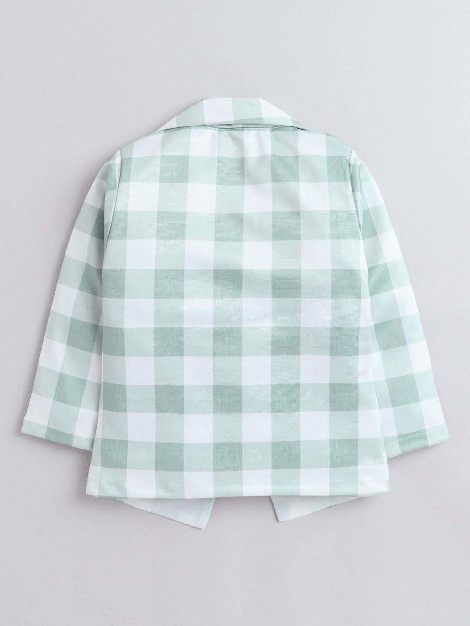 Fourfolds Boys Green Checks Full Sleeves Clothing Set