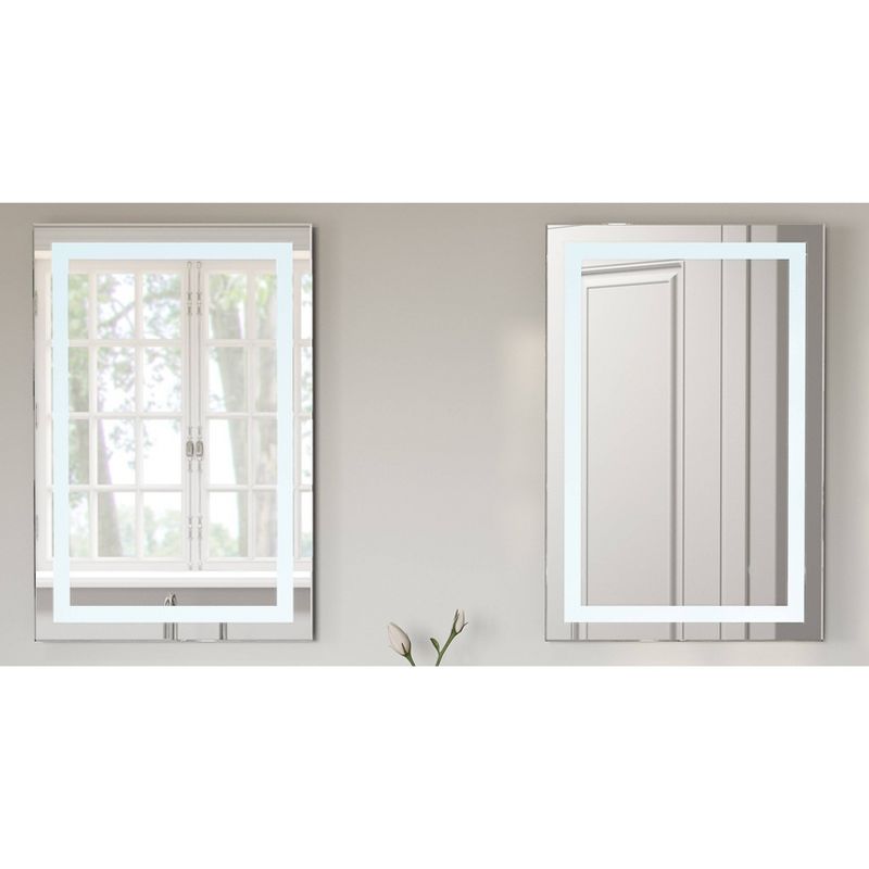 24" Rectangular Frameless Lighted LED Bathroom Mirror with Anti Fog - Tosca