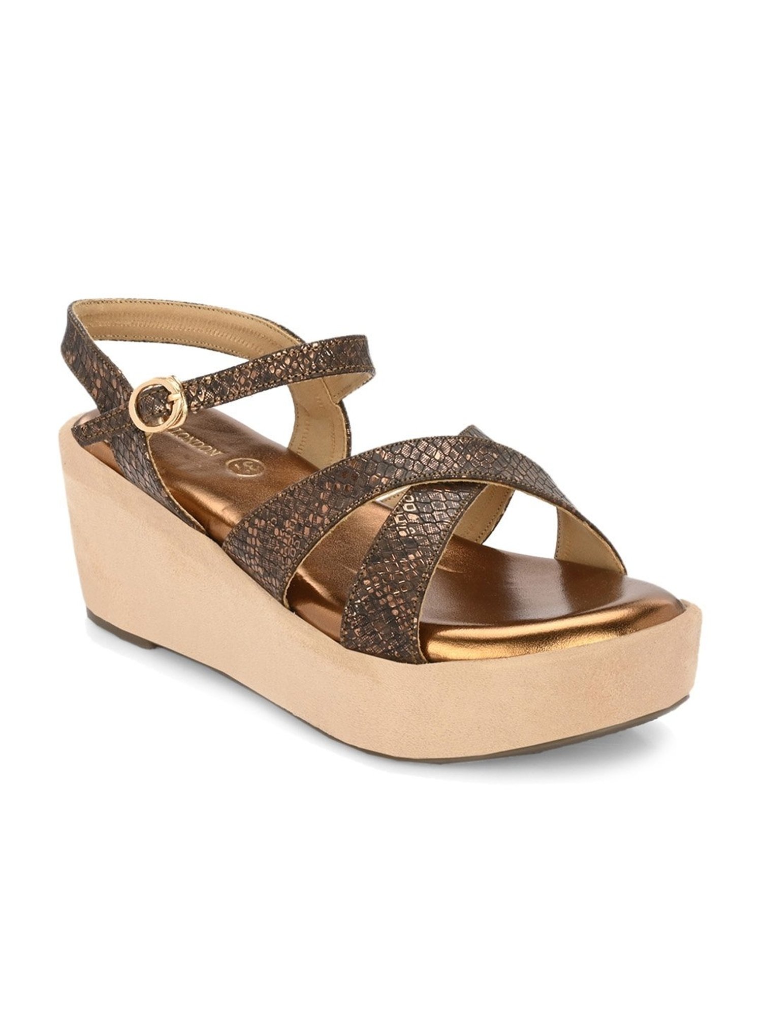 Clog London Women's Copper Ankle Strap Wedges