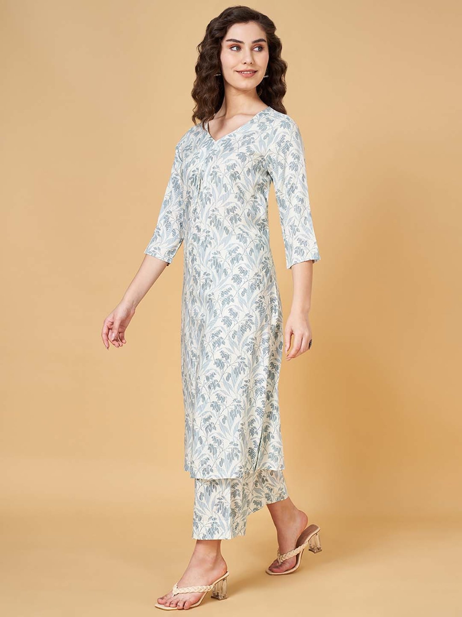 Rangmanch by Pantaloons Whisper White Floral Print Kurta Pant Set