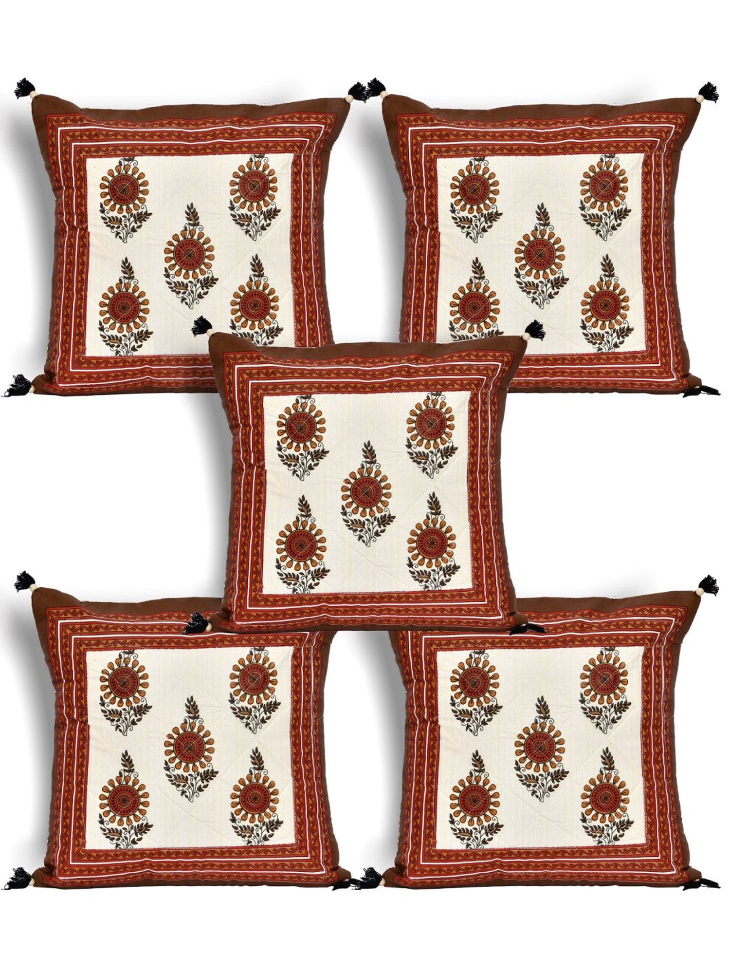 Living Roots Multicolor Cotton Cushion Covers - Set of 5