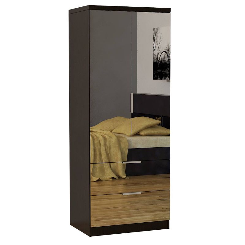 Gianna Mirrored Dresser Black/Silver - Home Source