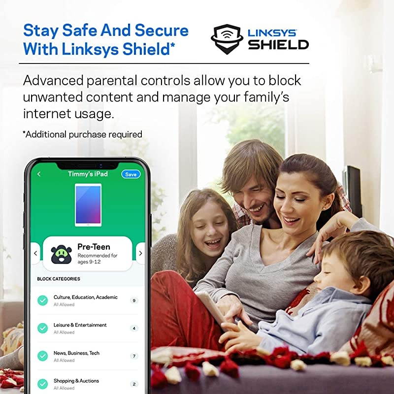 Velop Mesh Router (Tri-Band Home Mesh WiFi System for Whole-Home WiFi Mesh Network) 2-Pack, Black