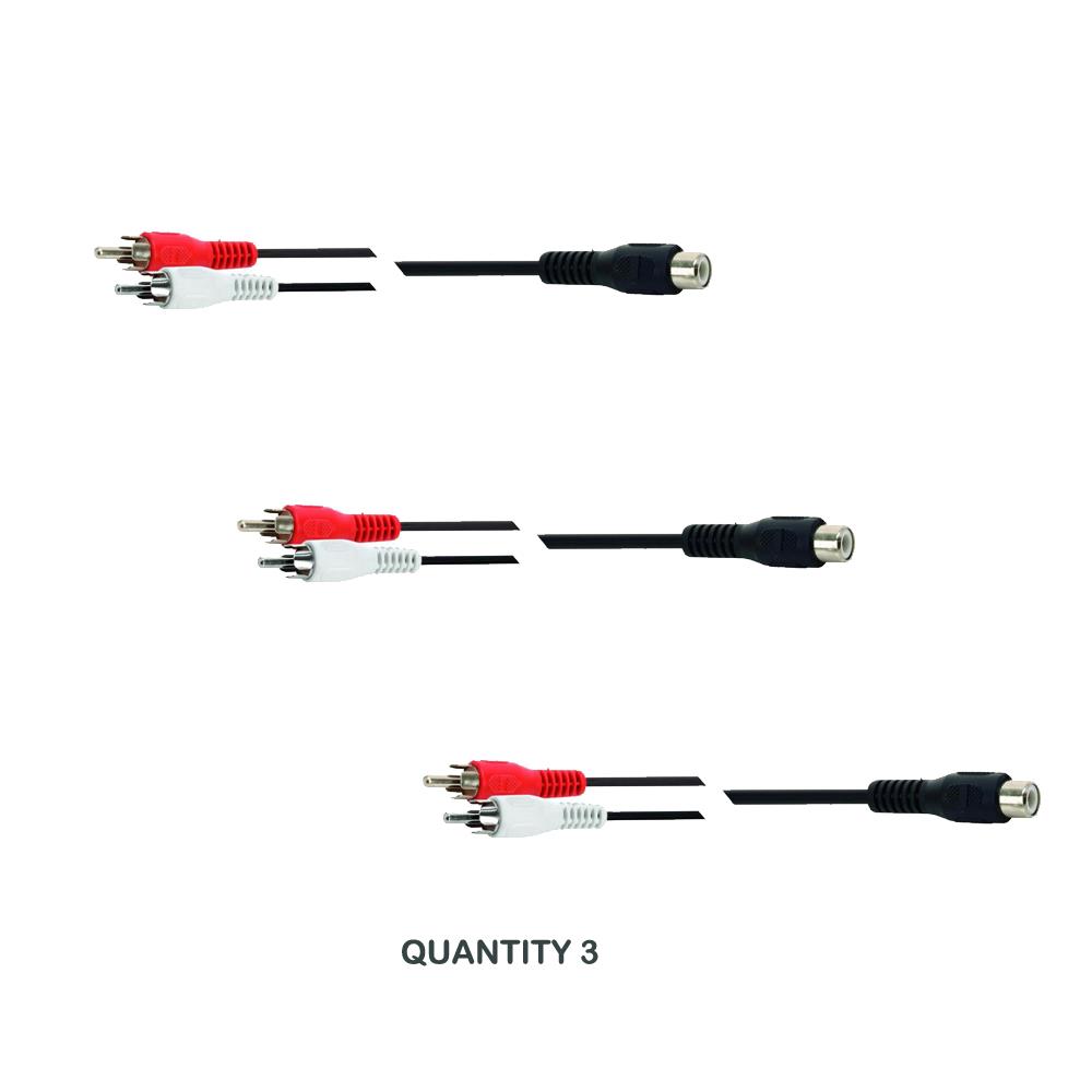 (Pack of 3 ) RCA Phono Y Splitter Leads Audio Splitting Split Cable 2 Male to 1 Female