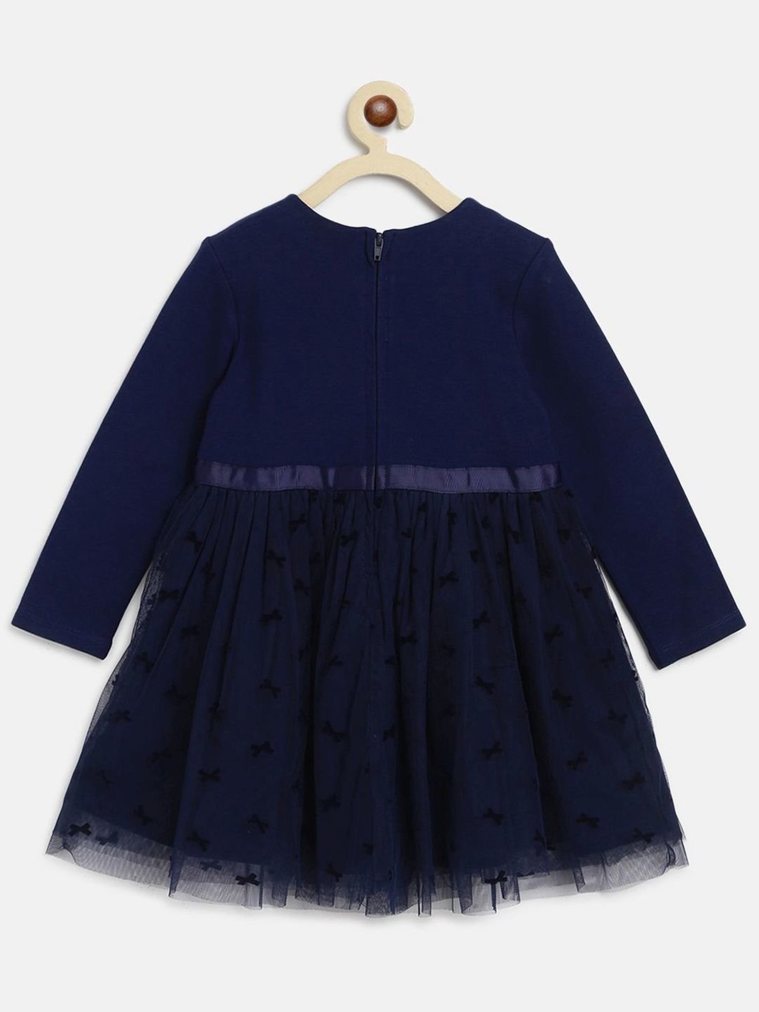 Chicco Kids Navy Cotton Regular Fit Full Sleeves Dress