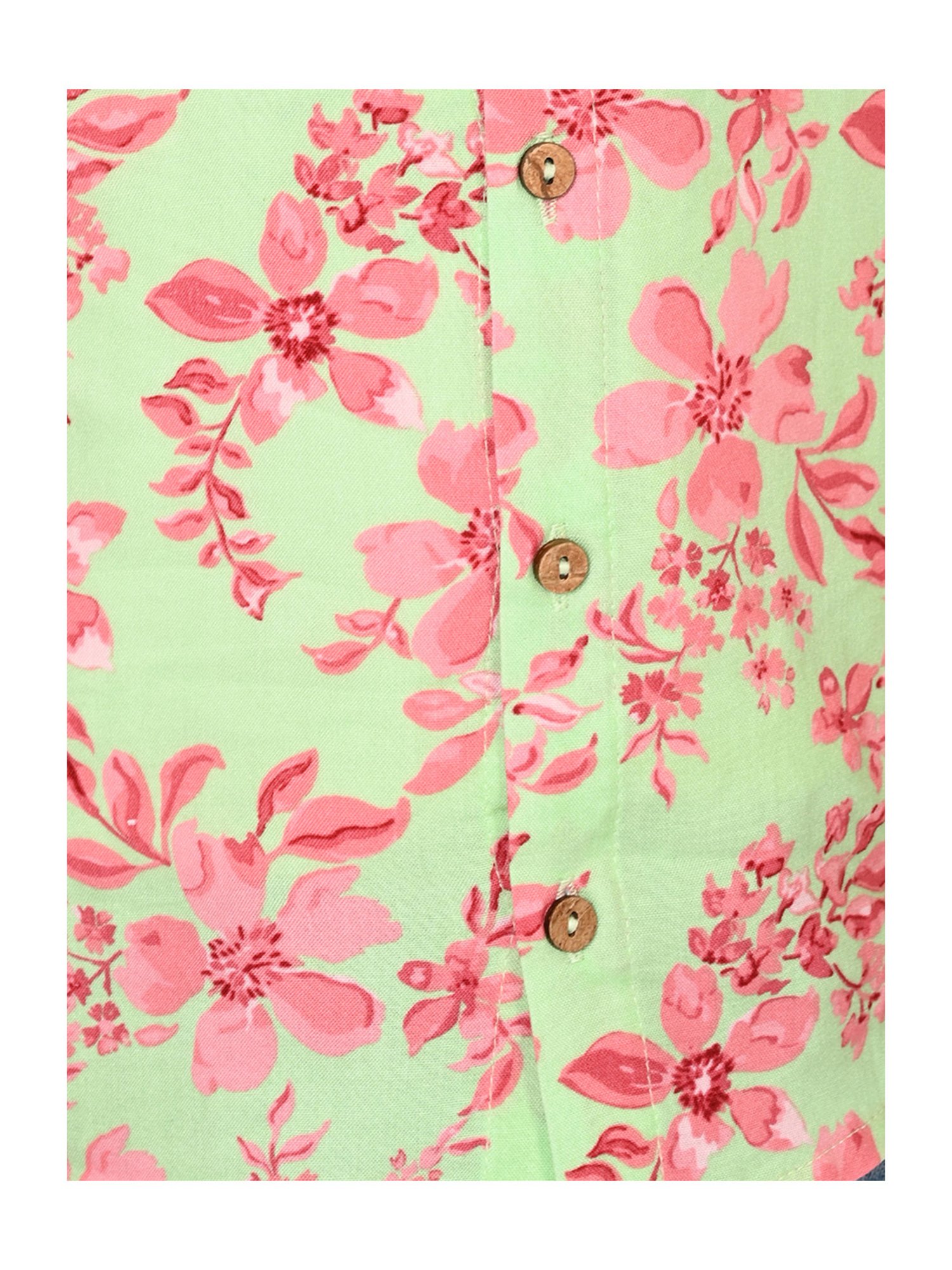 Lil Drama Kids Light Green & Pink Floral Print Shirt