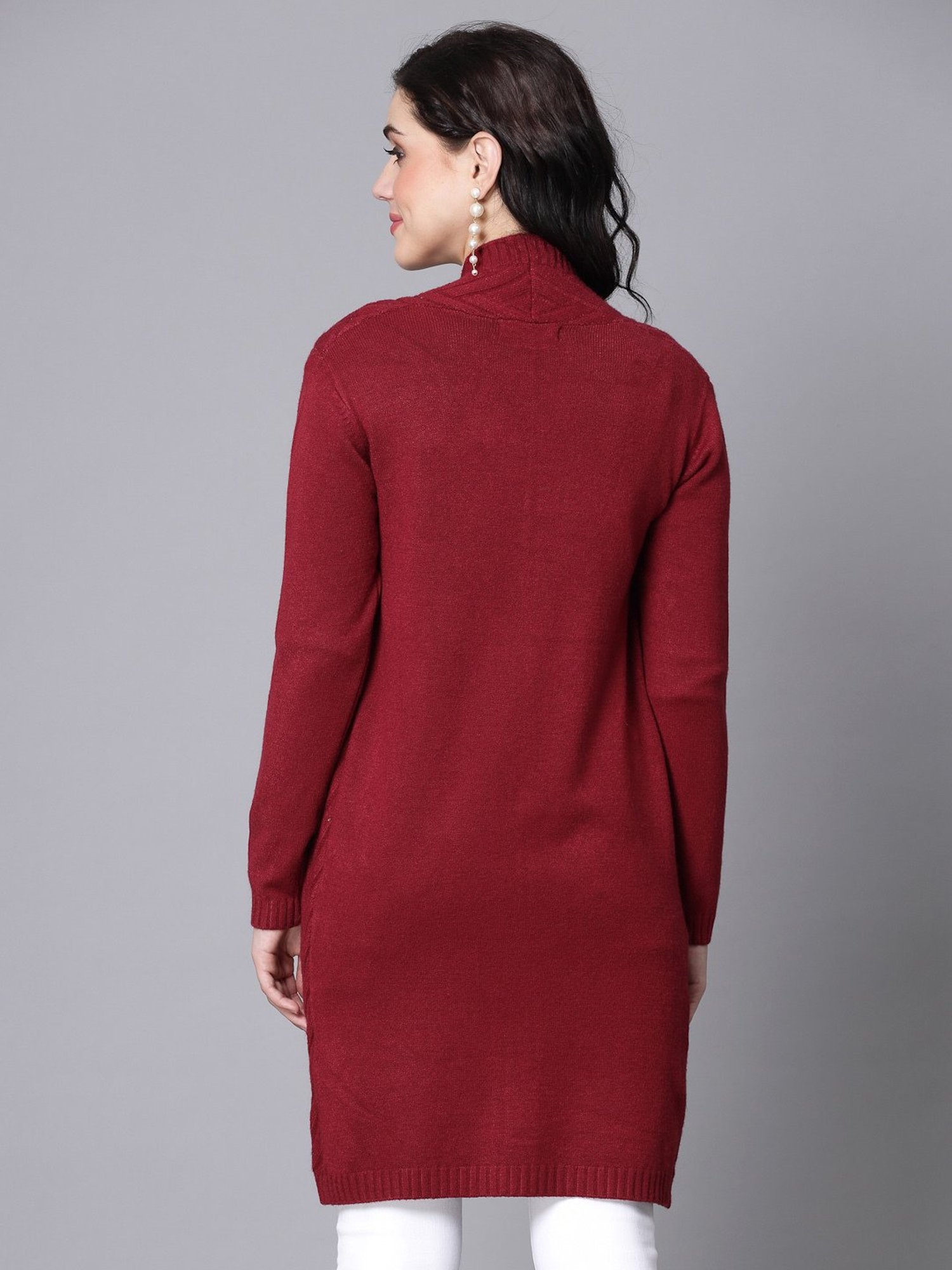 Mafadeny Maroon Long Shrug