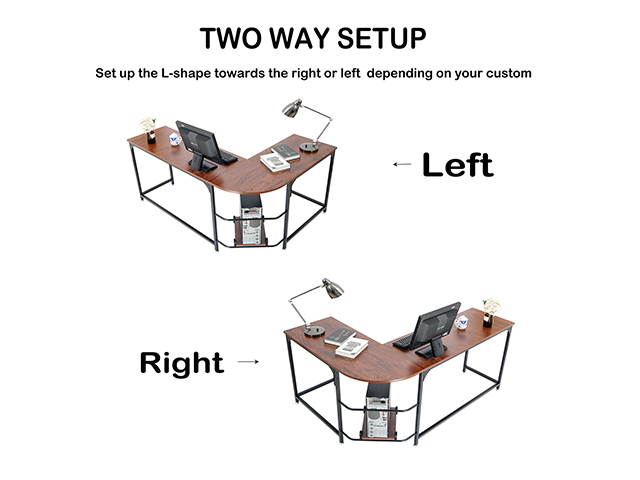 L-Shaped Computer Desk, 66-Inch Corner Desk for Study, with CPU stand Home Office Writing Workstation, Gaming Table, Space-Saving, Easy Assembly, Industrial Design, Sandalwood,GT172