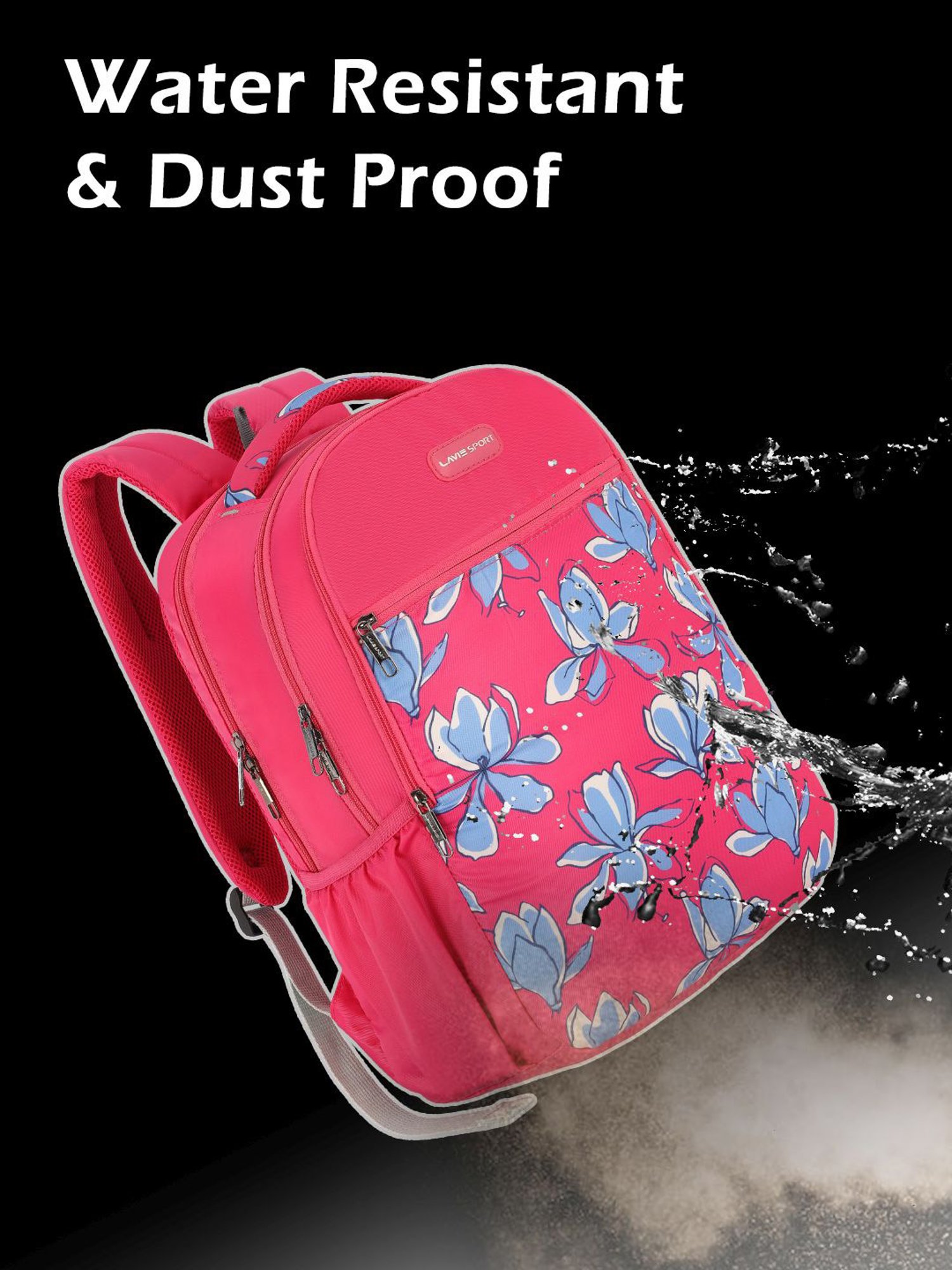 Lavie Sport Bloomy 26L Floral Printed School Backpack for Girls (Magenta)