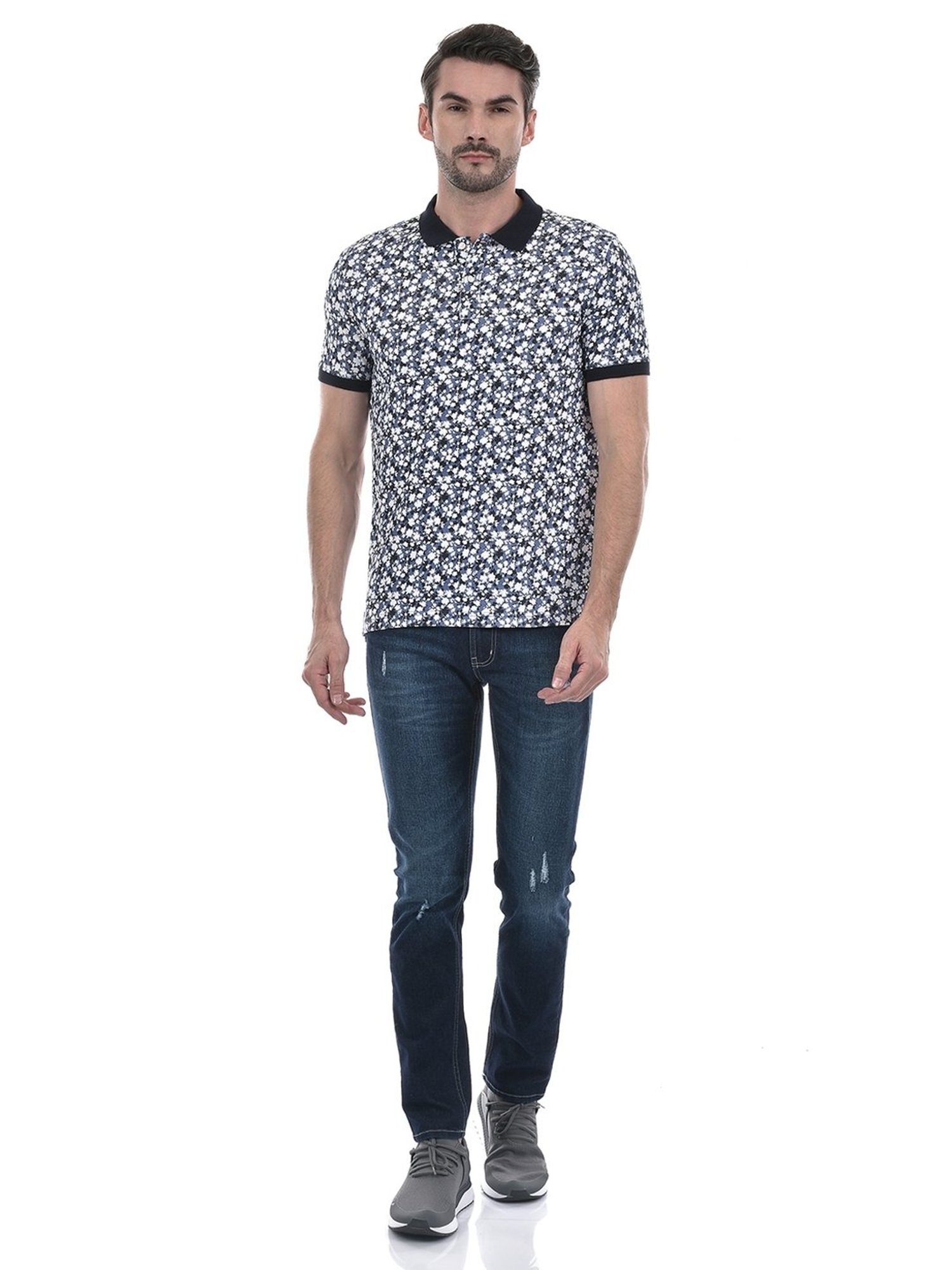 Numero Uno Multicolored Cotton Regular Fit Printed Polo T-Shirt