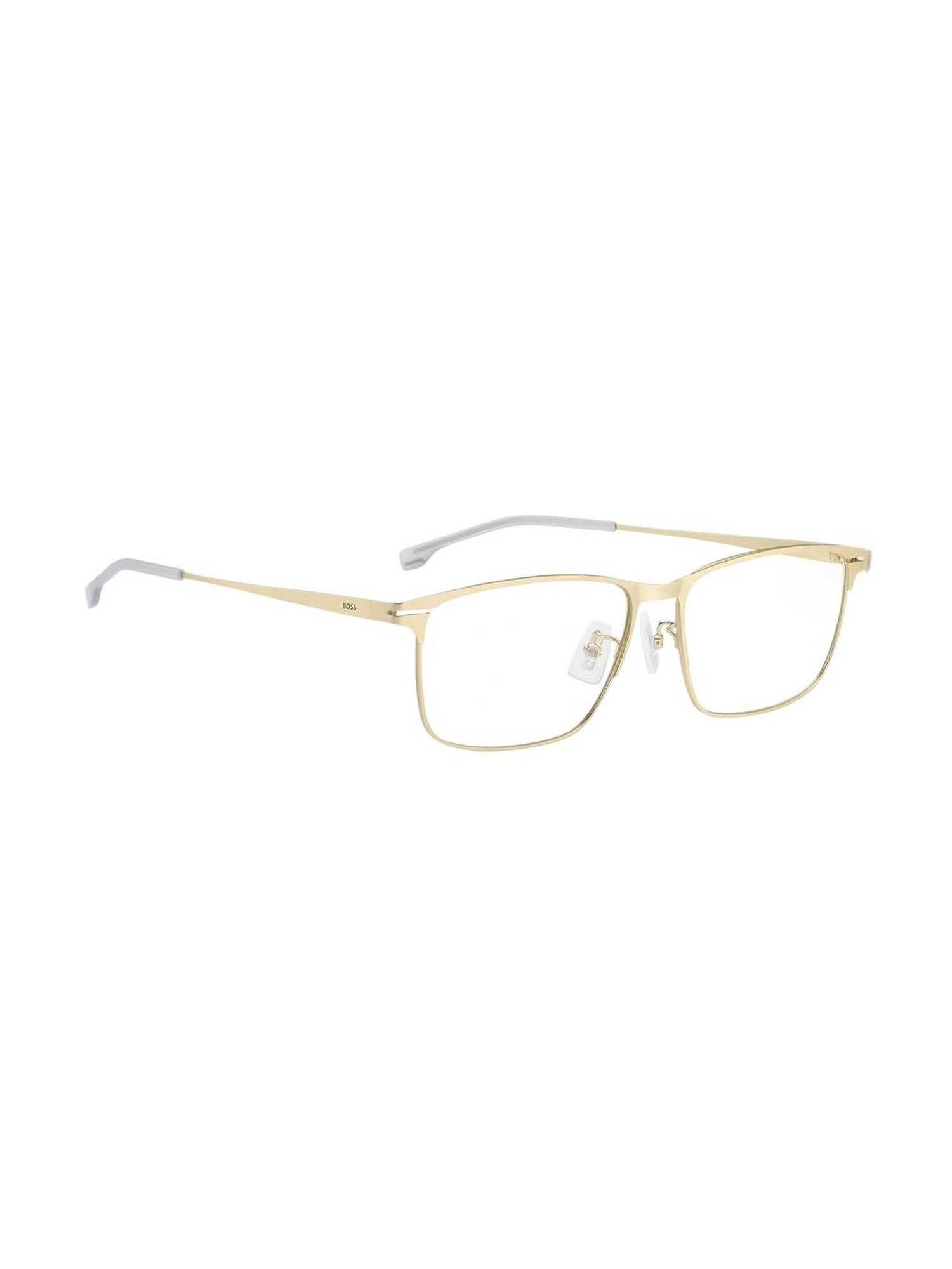 Hugo Boss Gold Rectangular Eye Frames for Men