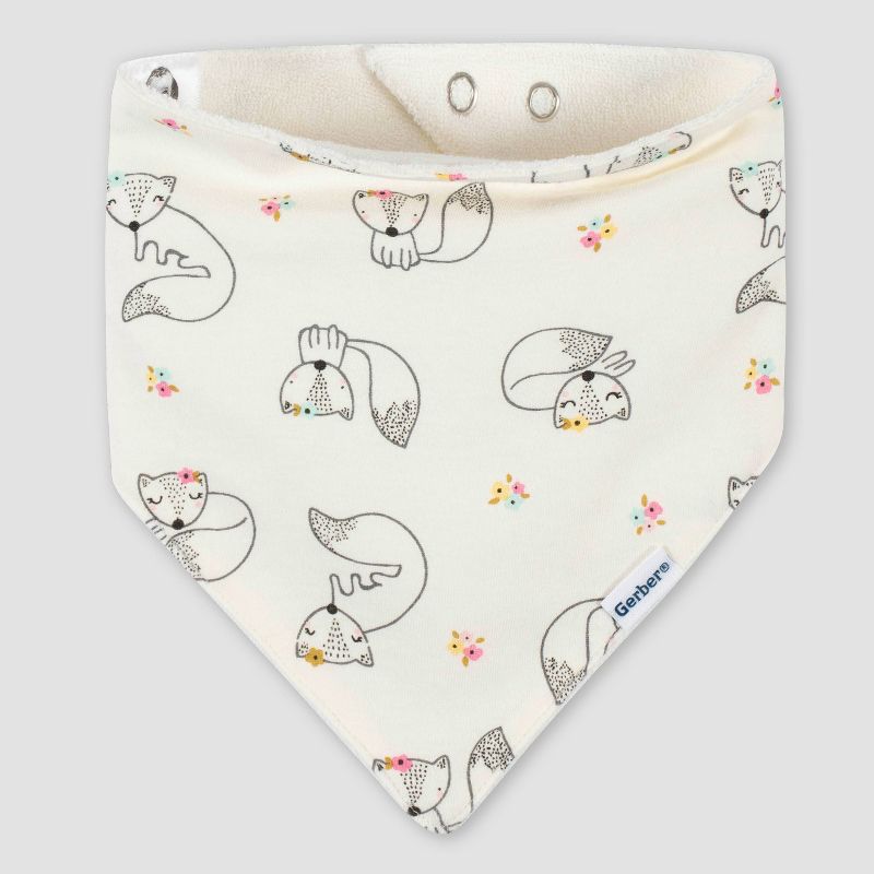 Gerber Baby Girls' 4pk Fox Bandana Bib - Blue