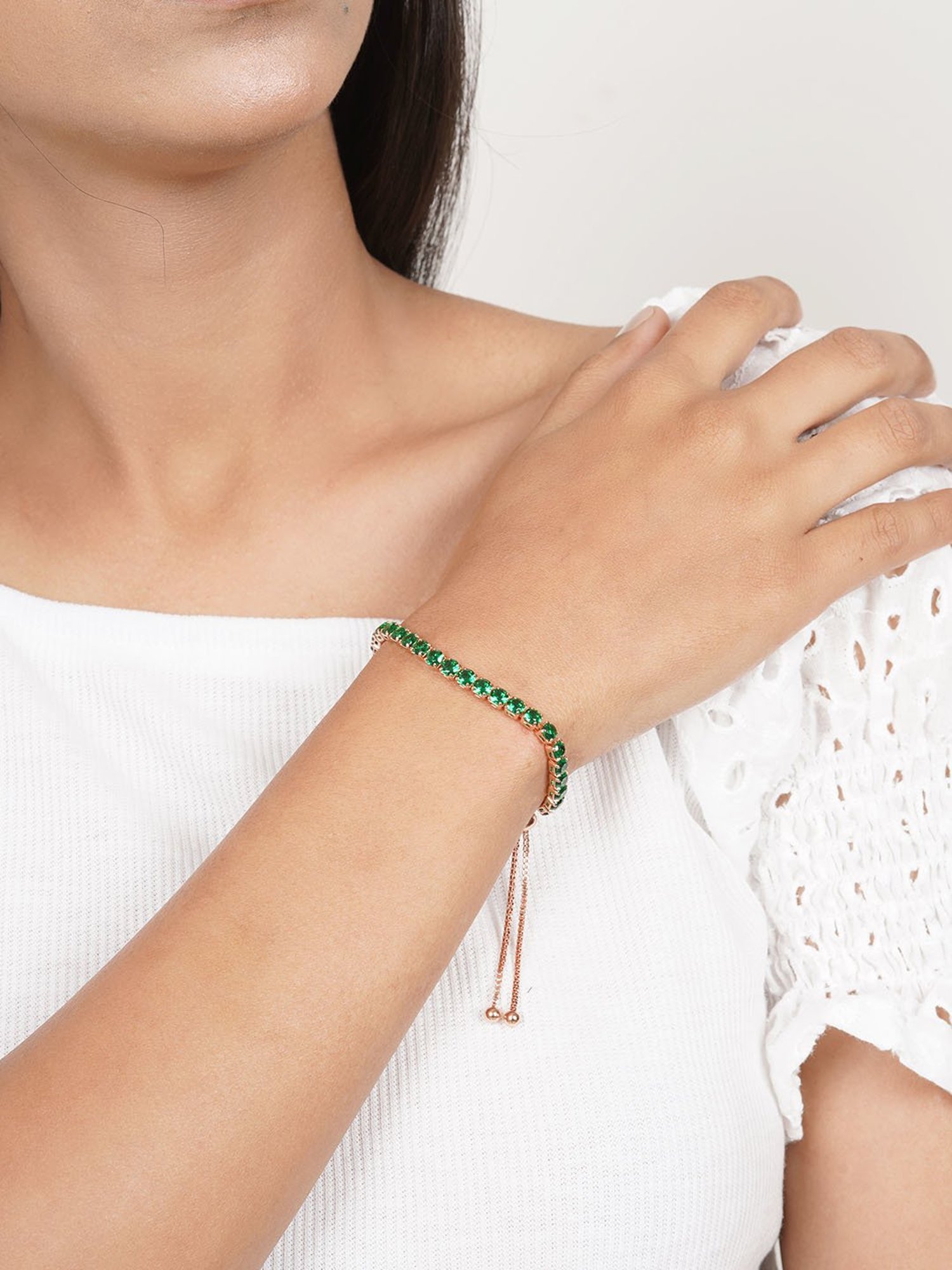 Joker & Witch Party Essentials Nora Gold Green Tennis Bracelet