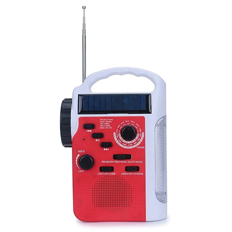 Portable Solar Emergency Weather Radio Hand Crank AM/FM NOAA Survival Radios with LED Flashlight 1000mAh Power Bank for Smart Phone for Home Outdoor Camping Traveling Earthquake (083)